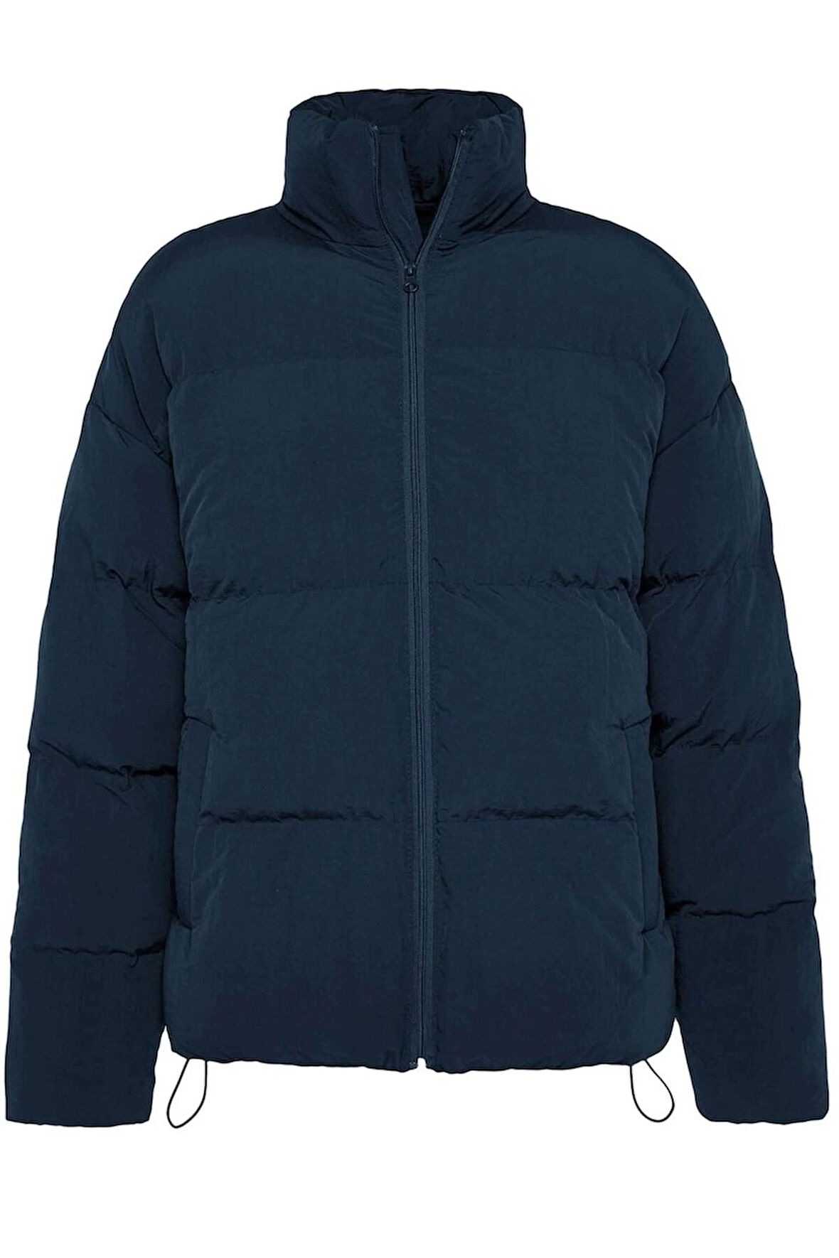 Unisex Moda Şık Bol Dik Yaka Standart Düz Astarlı Oversize Fit Dik Yaka Şişme Kışlık Mont