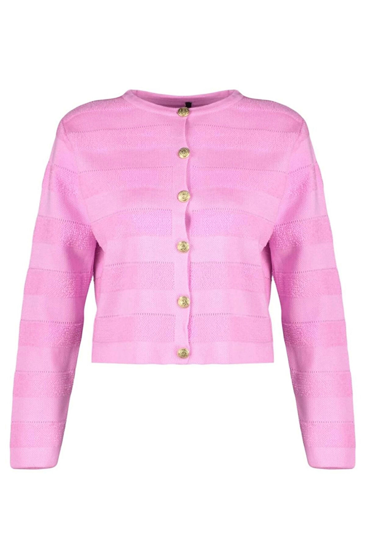 Kadın Moda Şık Regular Bisiklet Yaka Regular Ceket Görünümlü Triko Hırka