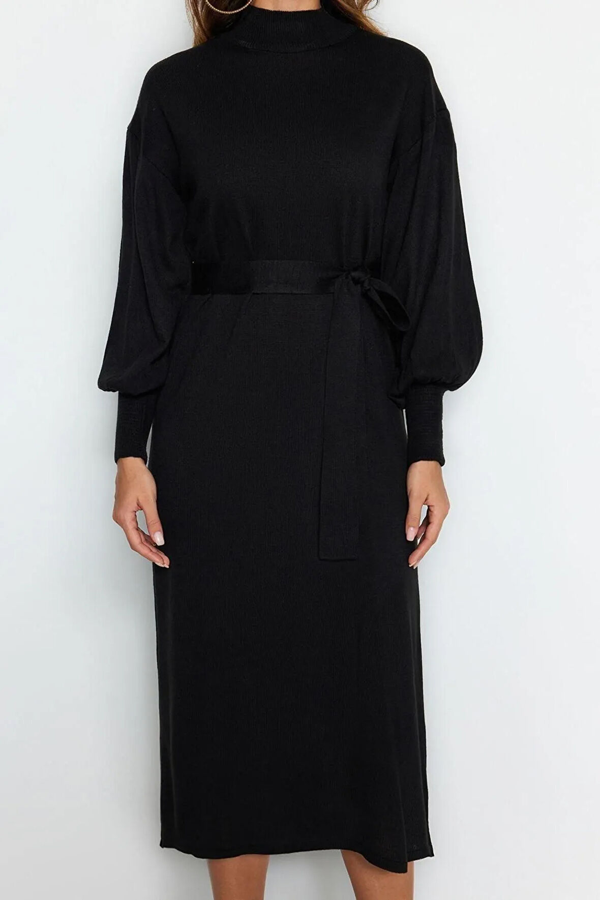 Yeni Regular Casual Günlük Tek Plaka Dokuma Bisiklet Yaka Uzun Kol A-Line Maxi Boy Tesettür Elbise