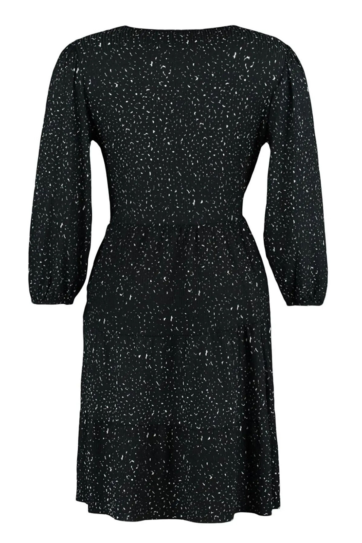 Yeni Rahat Casual Günlük Kaşkorse Örme Kruvaze Uzun Kol A-Line Mini Boy Büyük Beden Elbise