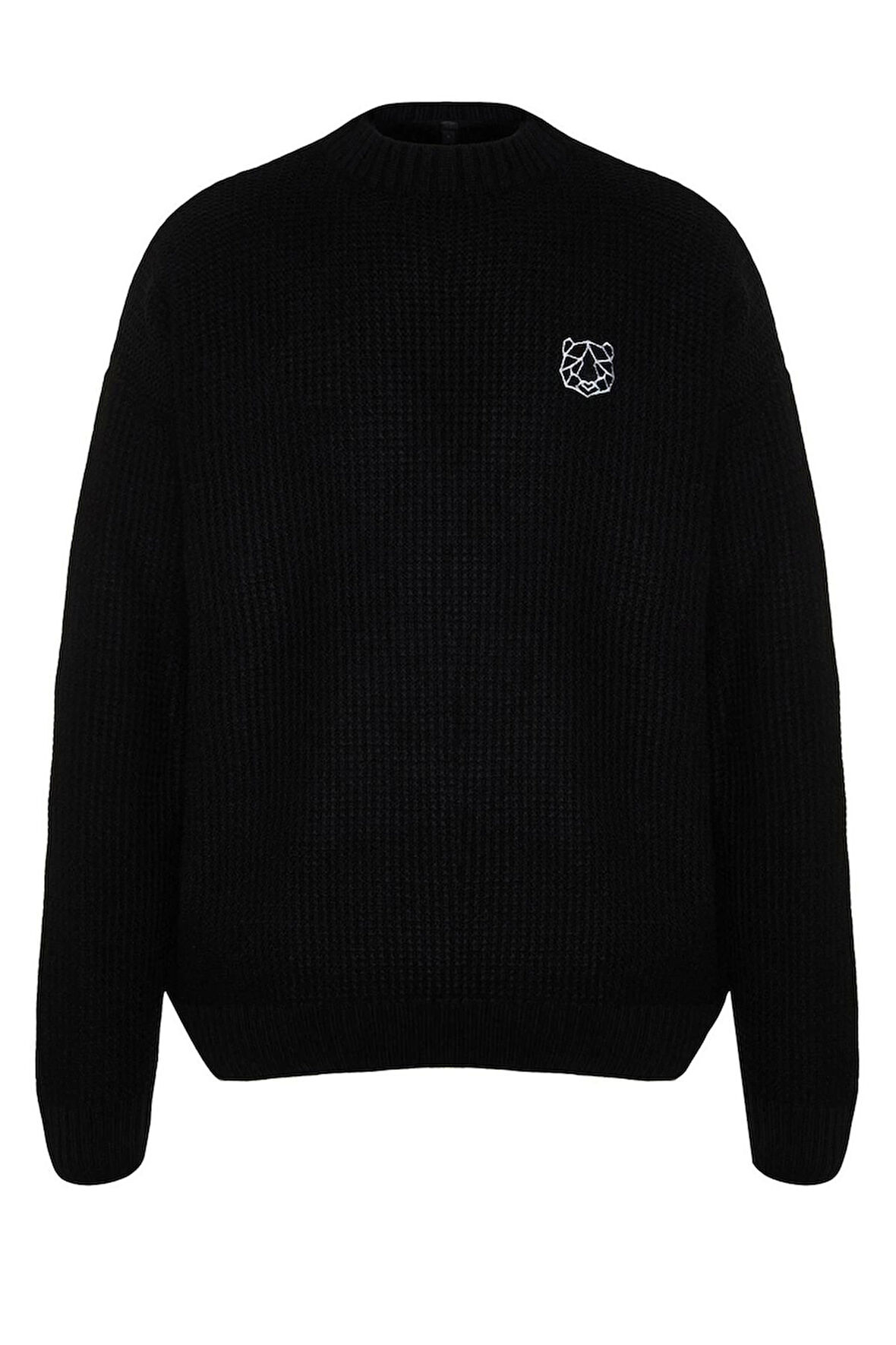 Erkek Moda Şık Standart Bisiklet Yaka Uzun Kol Dokulu Oversize Dokulu Triko Kazak