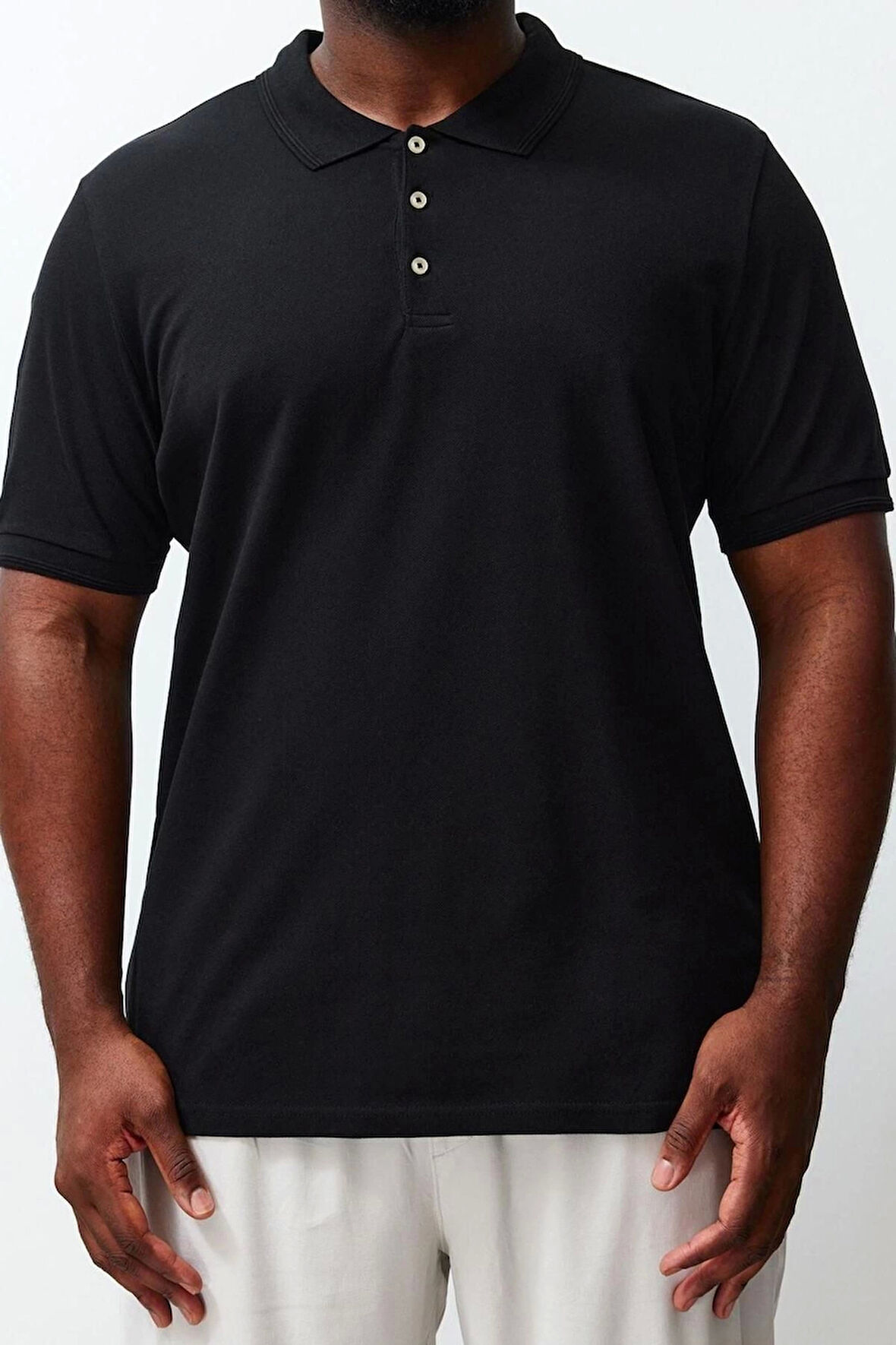 Yeni Sezon Regular Pamuklu Polo Yaka Kısa Kol Düz Desenli Business Büyük Beden T-Shirt