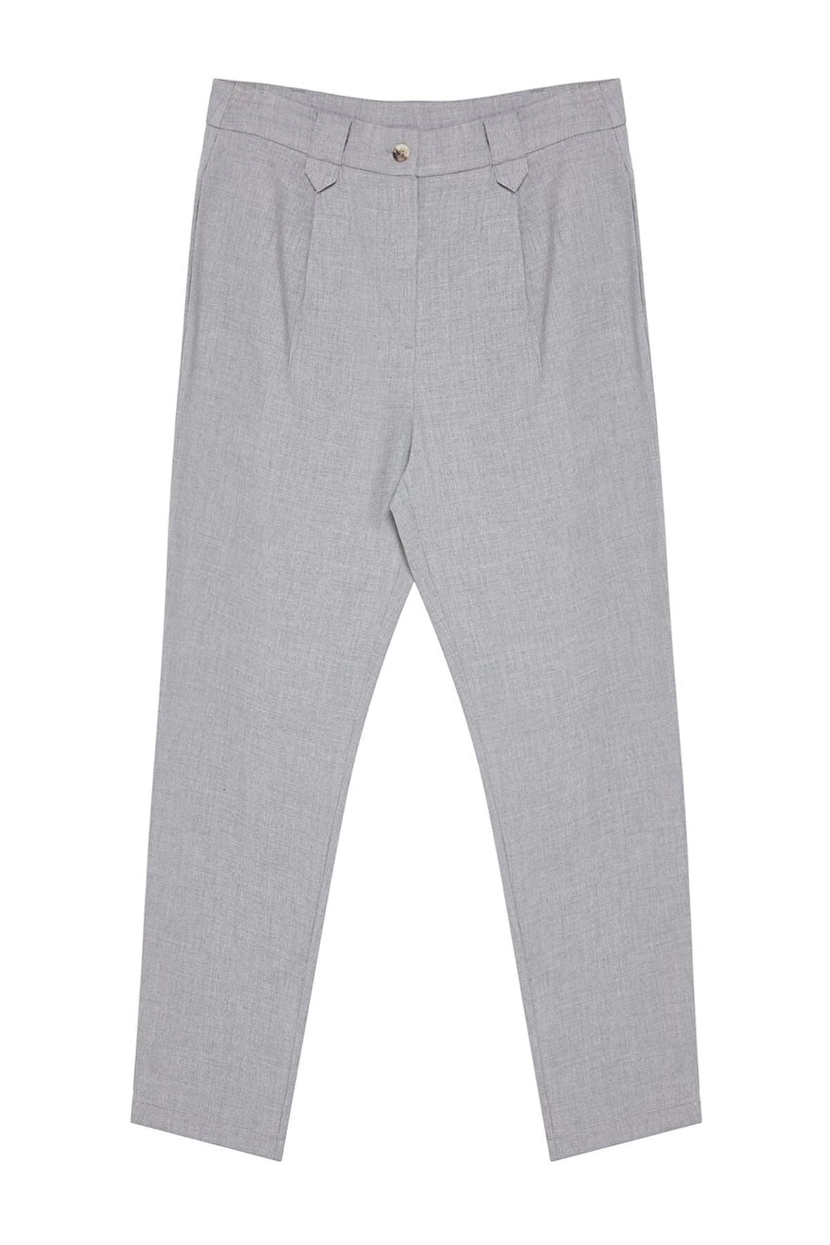 Kadın Yeni Moda Boru Paça Regular Boy Dokuma Havuç Yüksek Bel Poliviskon Pantolon