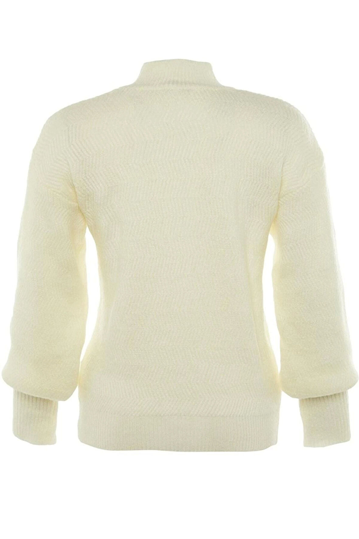 Kadın Moda Şık Regular Dik Yaka Uzun Kol Saç Örgü Yumuşak Dokulu Basic Triko Kazak