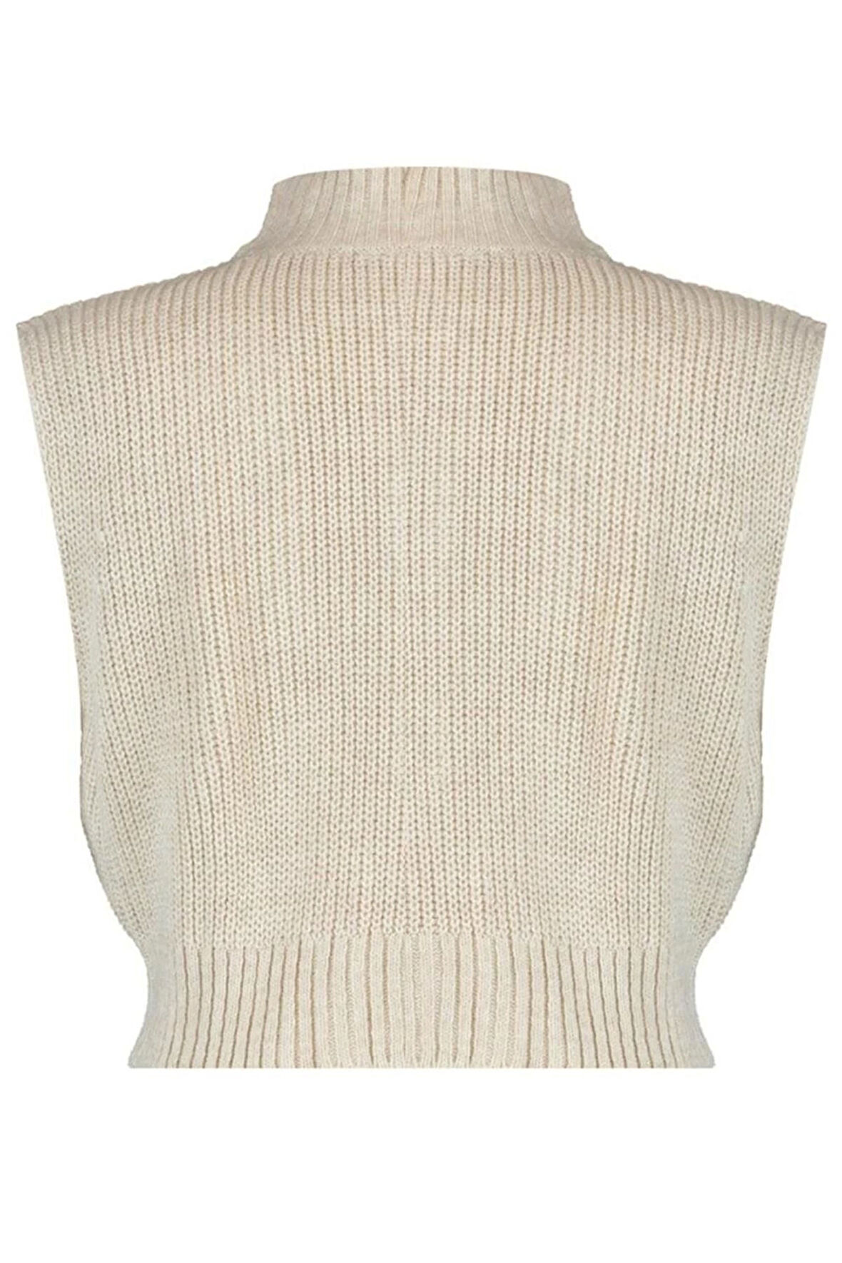 Kadın Moda Şık Crop Dik Yaka Kolsuz Düz Crop Fermuarlı Basic Triko Yelek