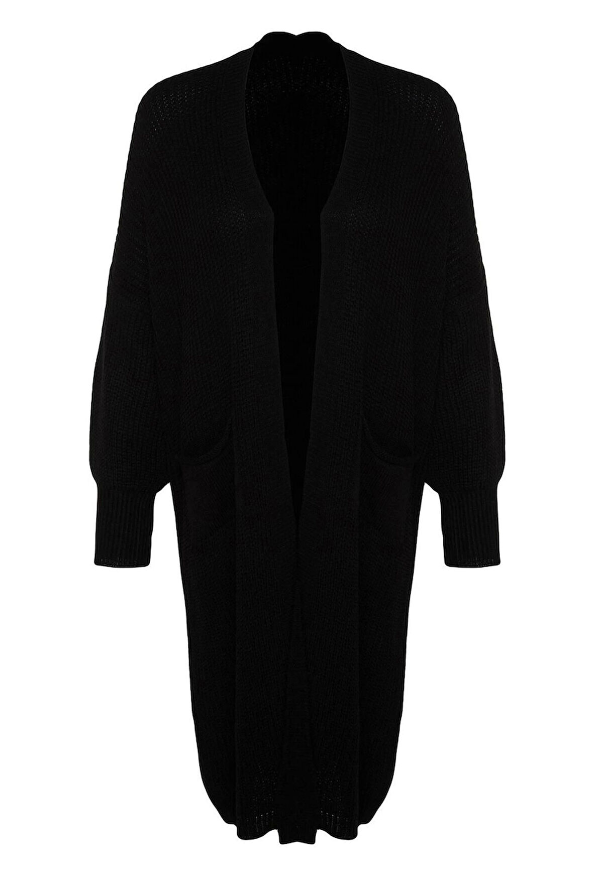 Kadın Moda Şık Uzun V Yaka Regular Maxi Basic Triko Hırka