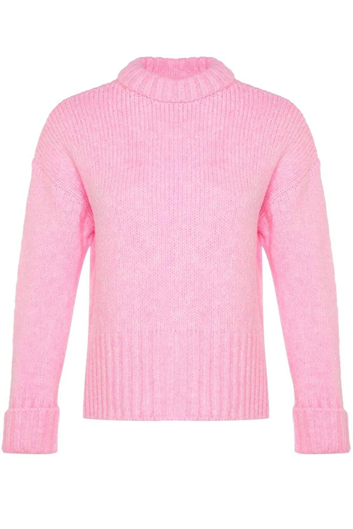 Kadın Moda Şık Regular Bisiklet Yaka Uzun Kol Düz Yumuşak Dokulu Kalın Triko Kazak