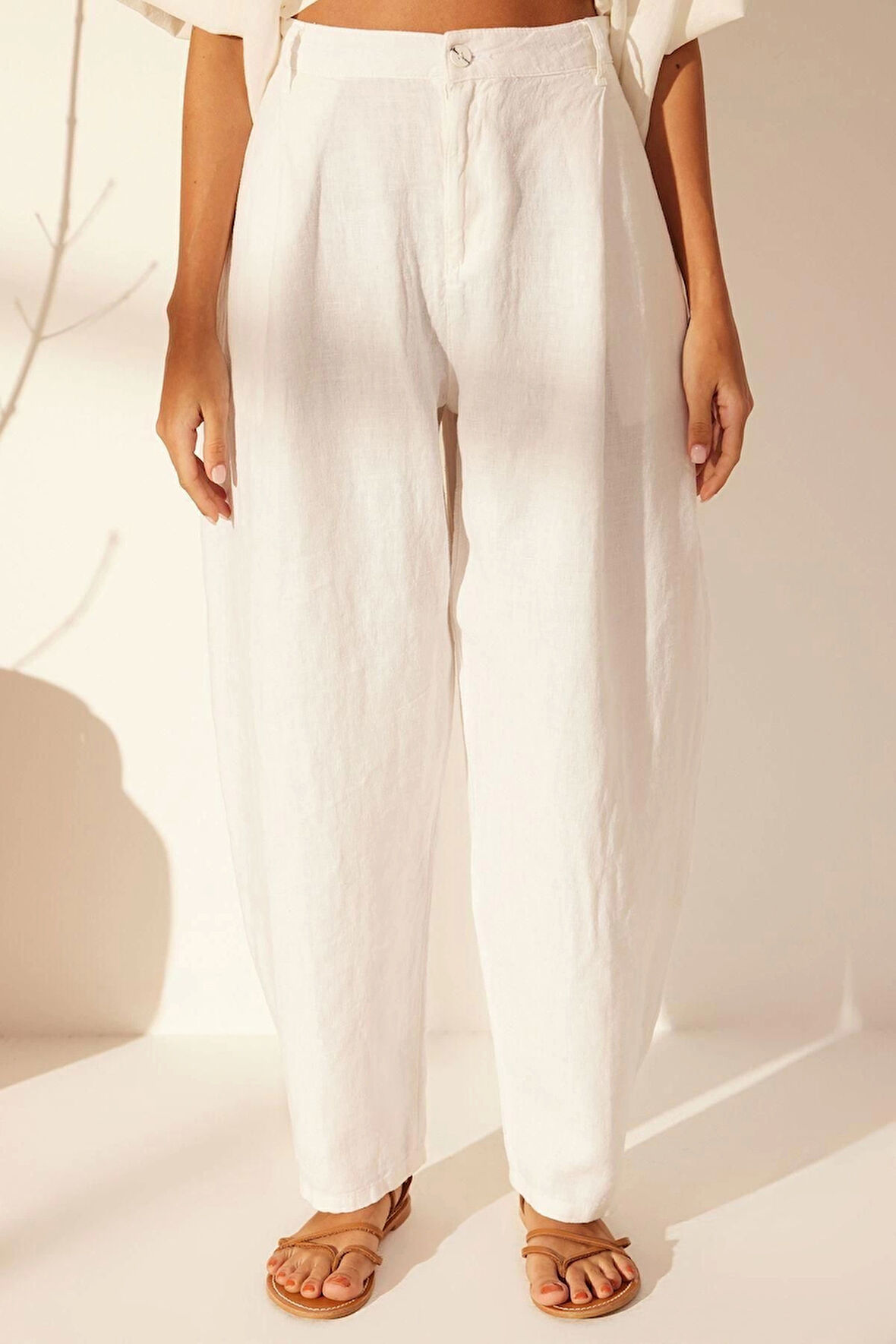 Kadın Yeni Moda Geniş Paça Uzun Boy Dokuma Pileil Yüksek Bel Balon Jeans