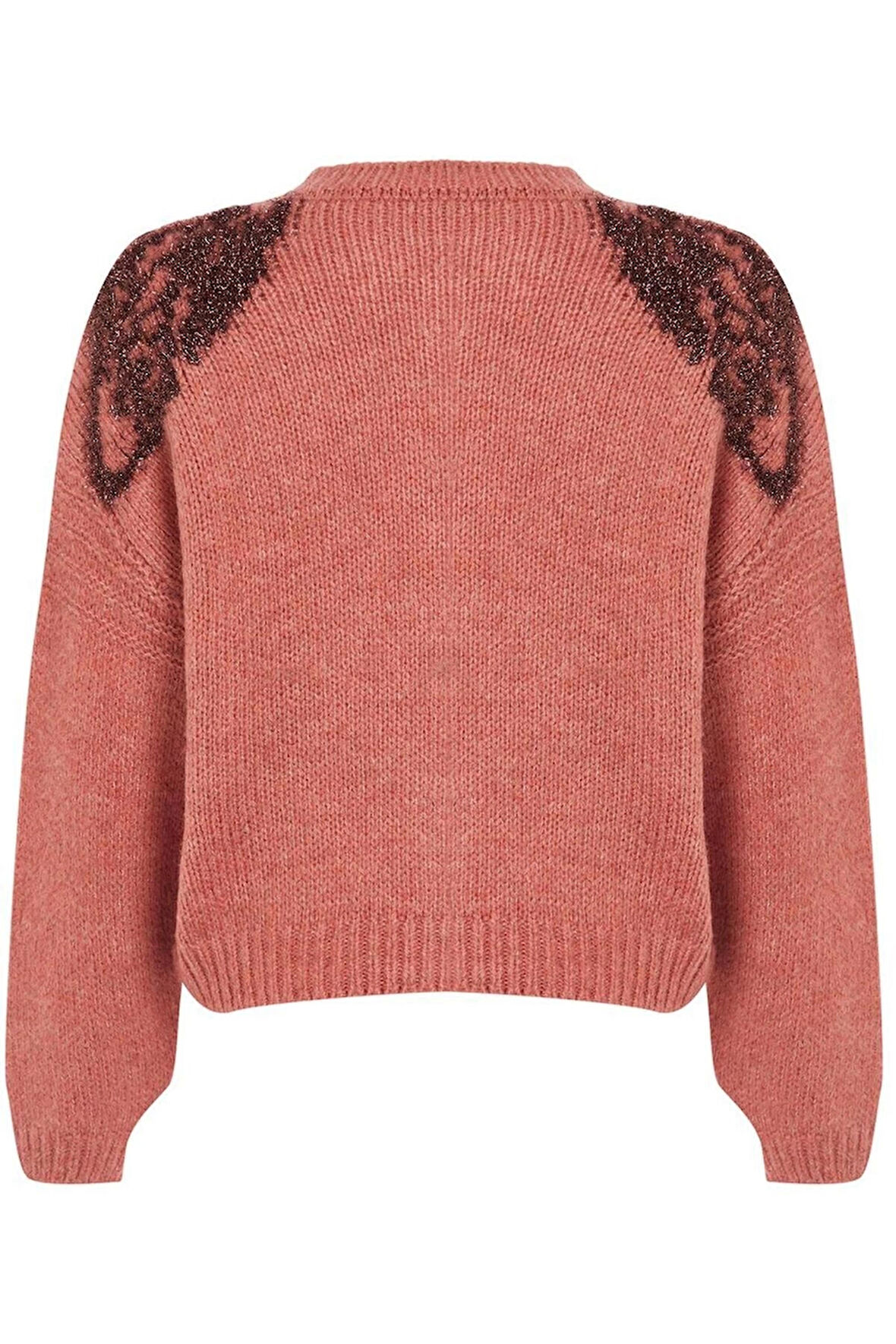 Kadın Moda Şık Regular Bisiklet Yaka Regular Oversize Yumuşak Dokulu Parlak Sim İşlemeli Triko Hırka