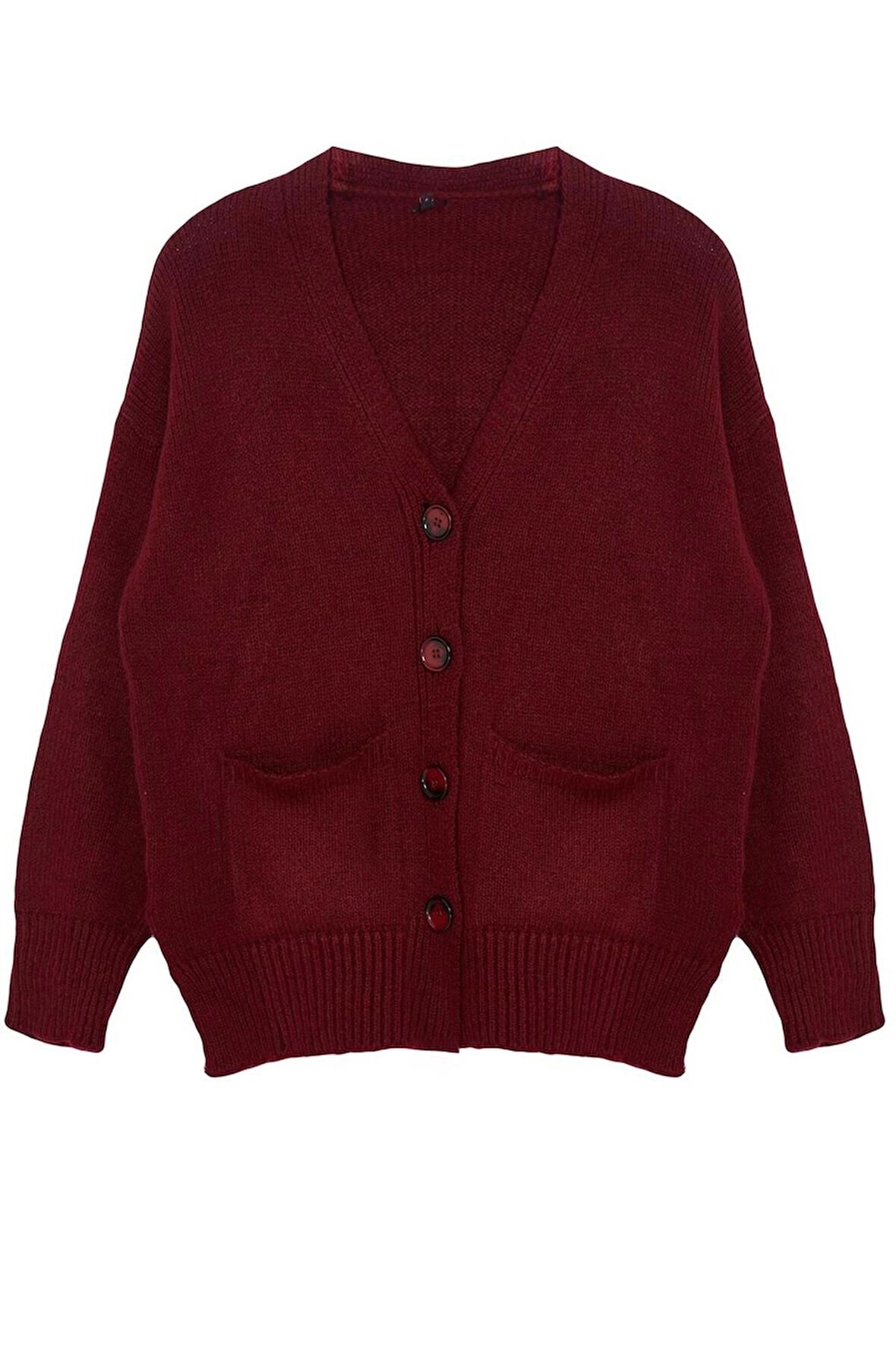 Kadın Moda Şık Regular V Yaka Regular Basic Yumuşak Dokulu Triko Hırka