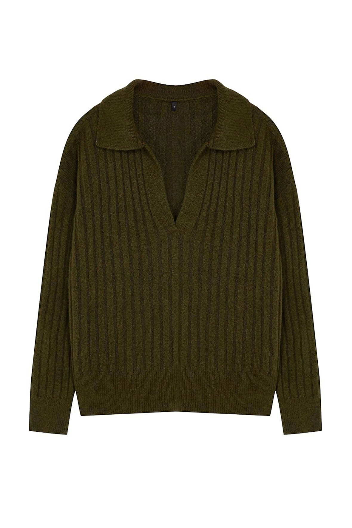 Kadın Moda Şık Polo Yaka Standart Kol Regular Yumuşak Dokulu Triko Kazak