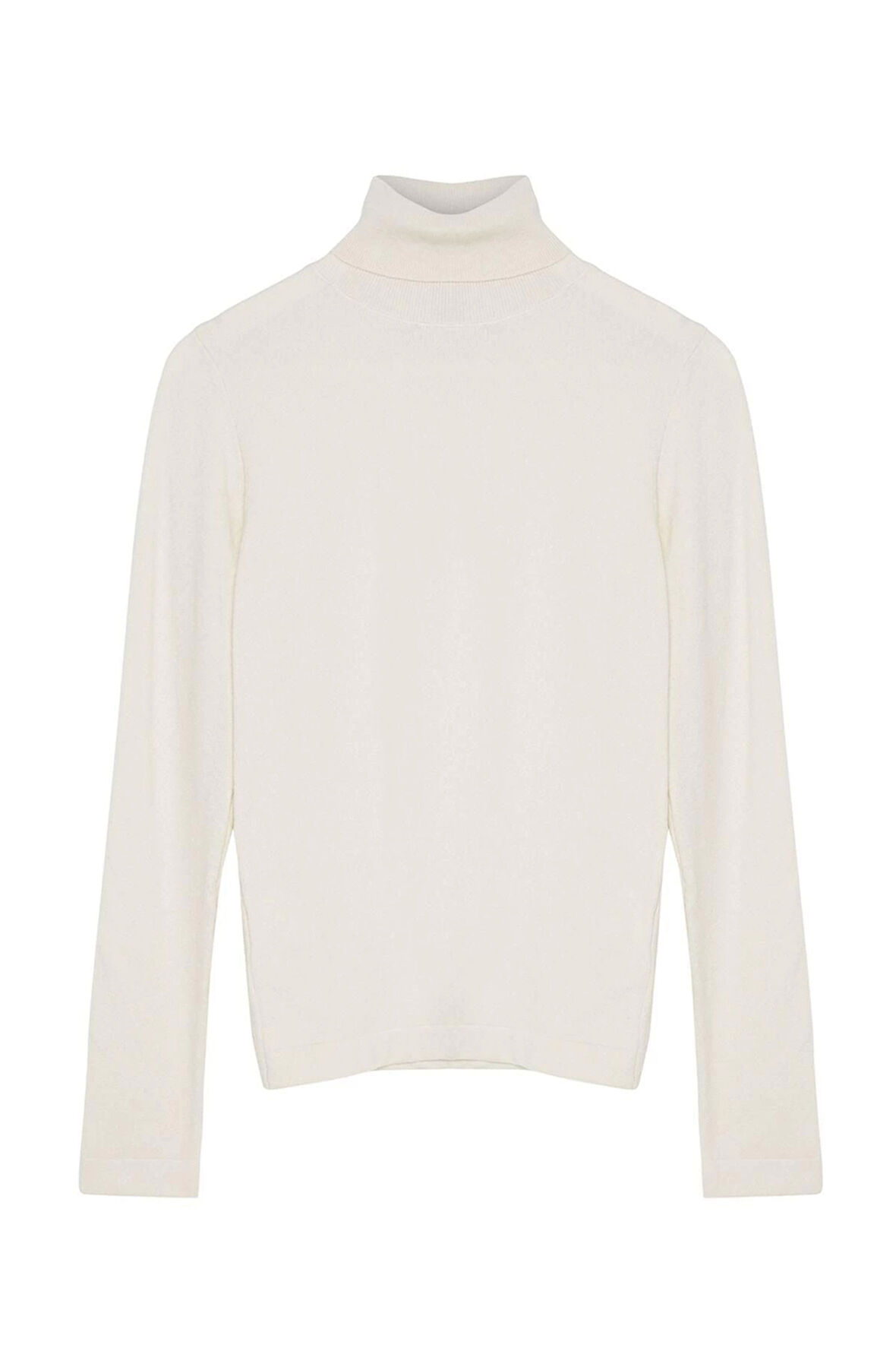 Kadın Moda Şık Balıkçı Yaka Standart Kol Regular Özel İplik Triko Kazak