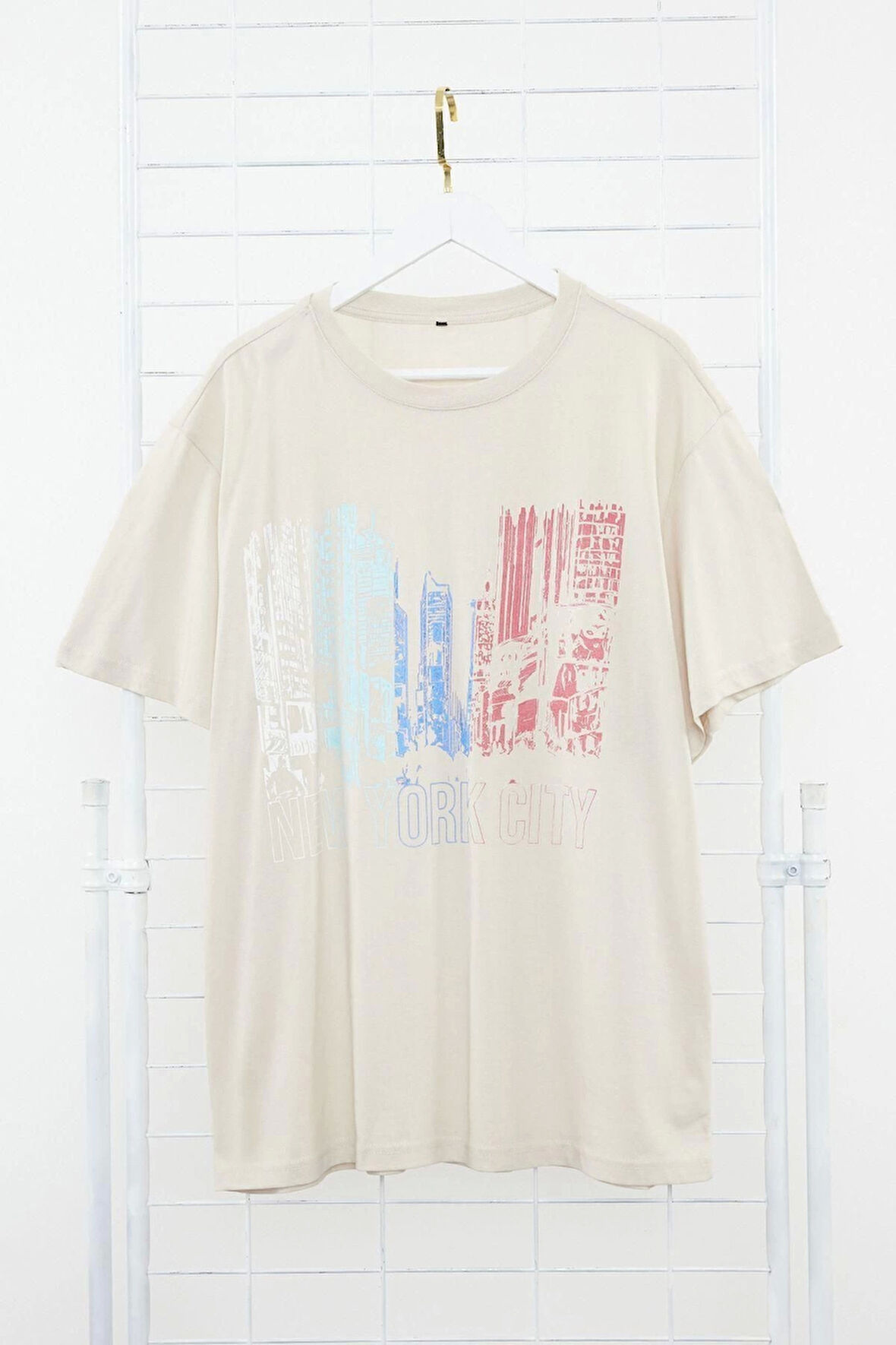 Yeni Sezon Regular Pamuklu Bisiklet Yaka Kısa Kol Slogan Desenli Günlük Büyük Beden T-Shirt