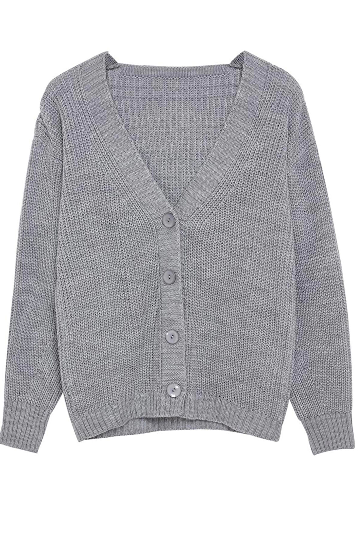 Kadın Moda Şık Regular V Yaka Regular Basic V Yaka Triko Hırka