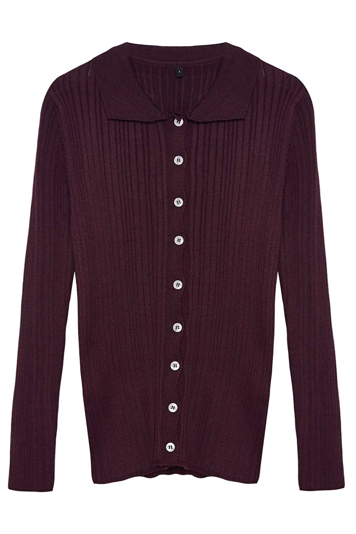 Kadın Moda Şık Regular Polo Yaka Slim Fitilli Polo Yaka Triko Hırka