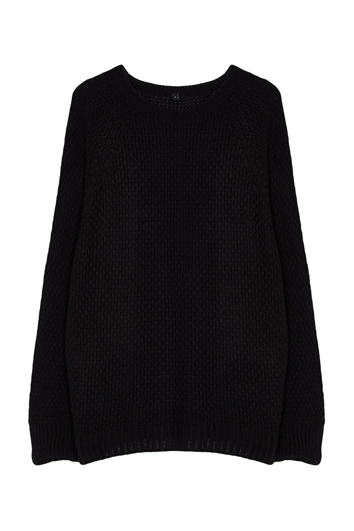 Kadın Moda Şık Bisiklet Yaka Reglan Kol Regular lu Dikişsiz Triko Kazak