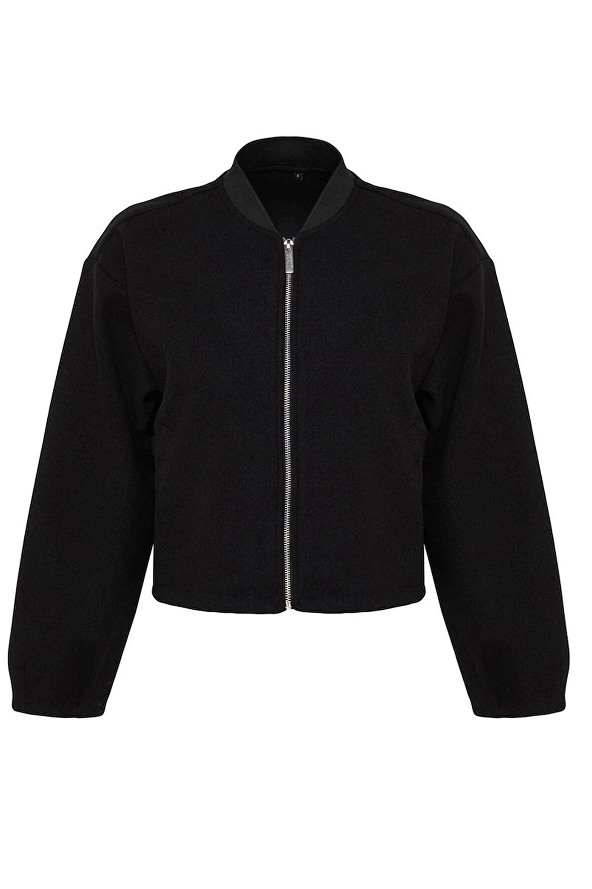 Kadın Moda Şık Oversize Hakim Yaka Standart Düz Astarlı Oversize Kaşe Bomber Ceket Mont