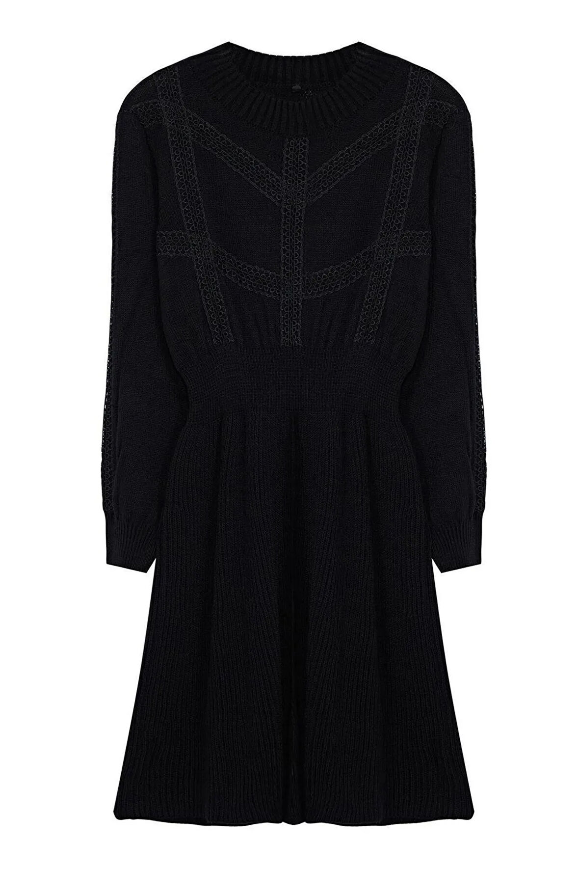 Yeni Rahat Casual Günlük Örgü Triko Bisiklet Yaka Uzun Kol A-Line Mini Boy Büyük Beden Elbise