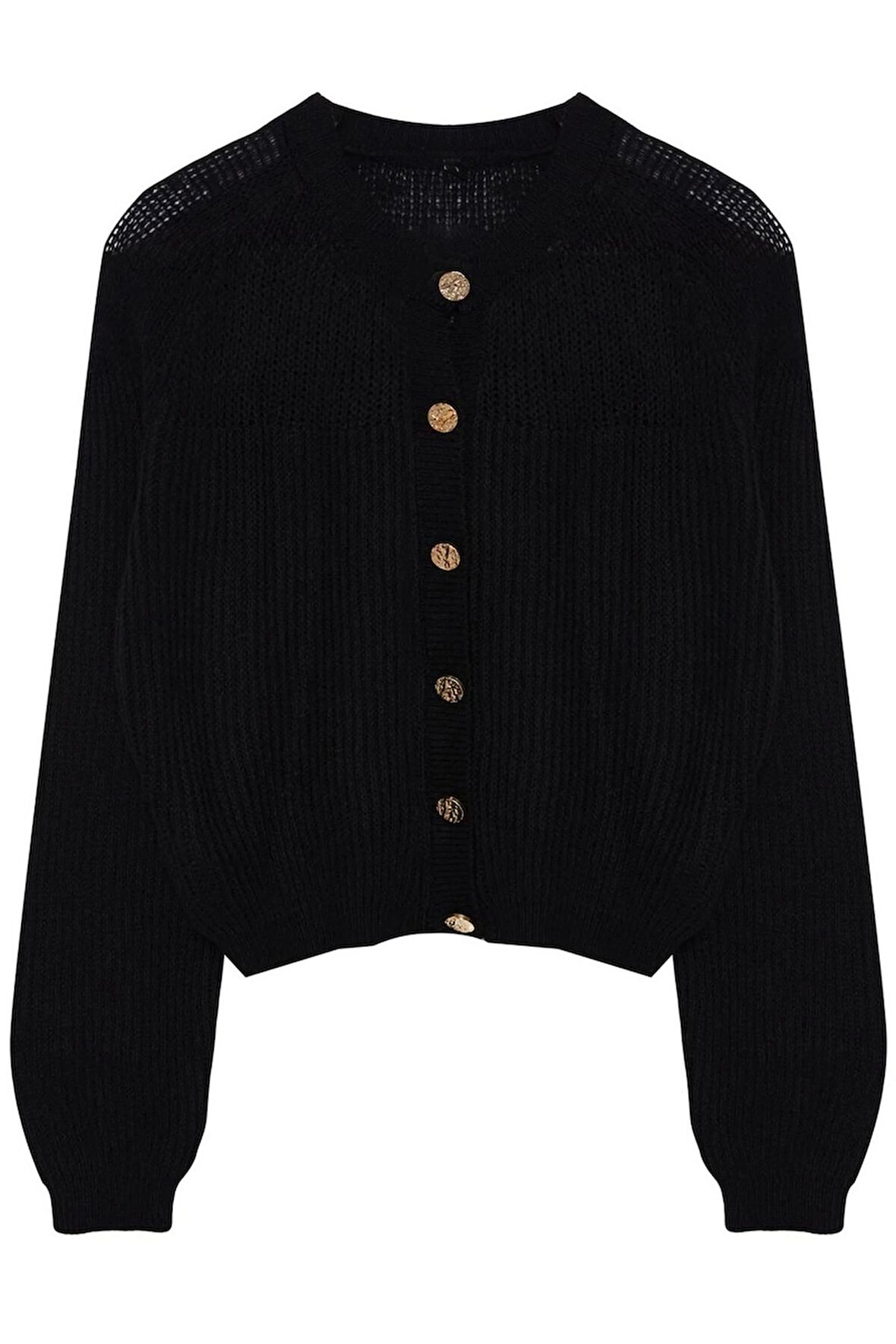 Kadın Moda Şık Crop Bisiklet Yaka Regular Crop Yumuşak Dokulu Gevşek Örgü Triko Hırka