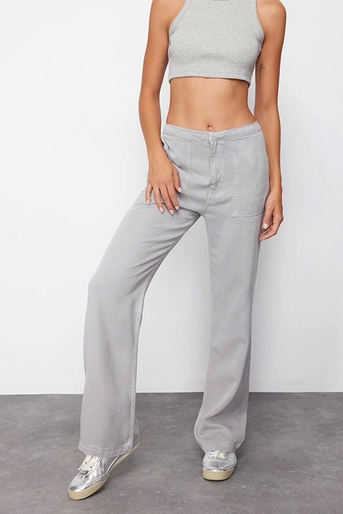 Kadın Yeni Moda Geniş Paça Regular Boy Denim %100 Pamuk Yüksek Bel Jeans