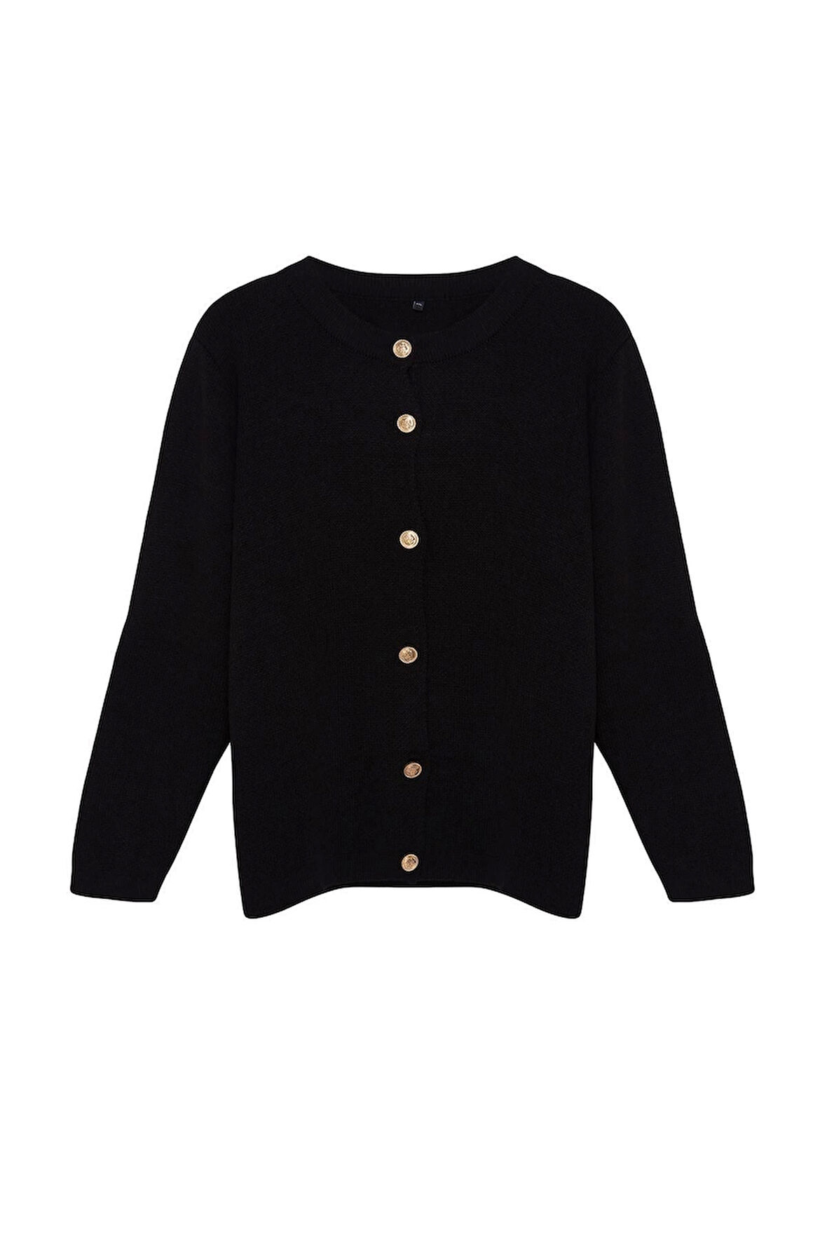 Kadın Moda Şık Büyük Beden Bisiklet Yaka Standart Kol Regular Düğmeli Triko Hırka