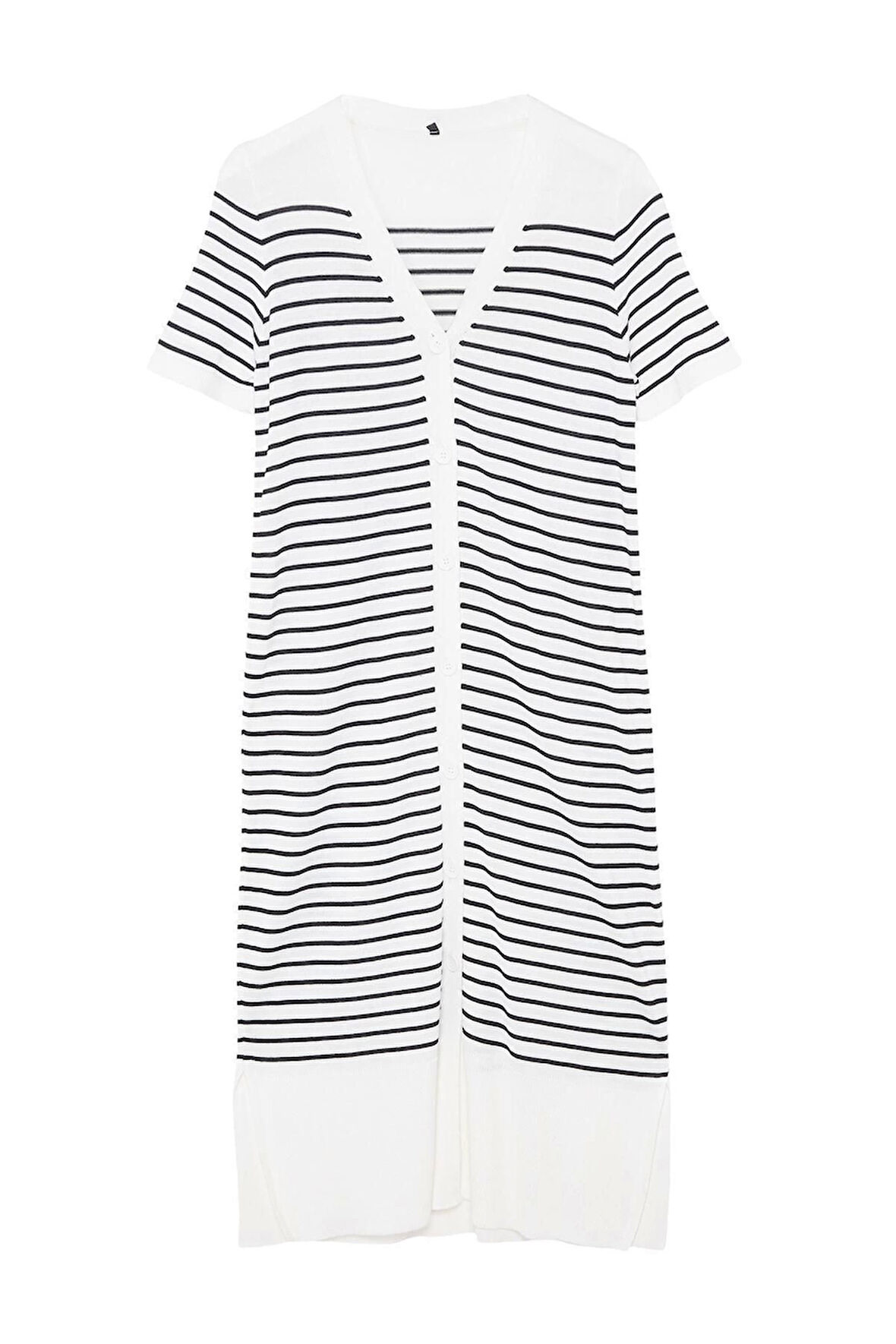 Yeni Oversize Casual Günlük Tek Plaka Triko V Yaka Kısa Kol Shift Maxi Boy Elbise