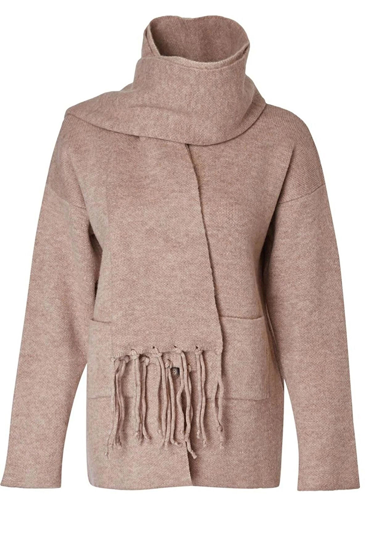 Kadın Moda Regular Bisiklet Yaka Oversize Geniş Kalıp Yumuşak Dokulu Atkılı Geniş Kalıp Triko Hırka