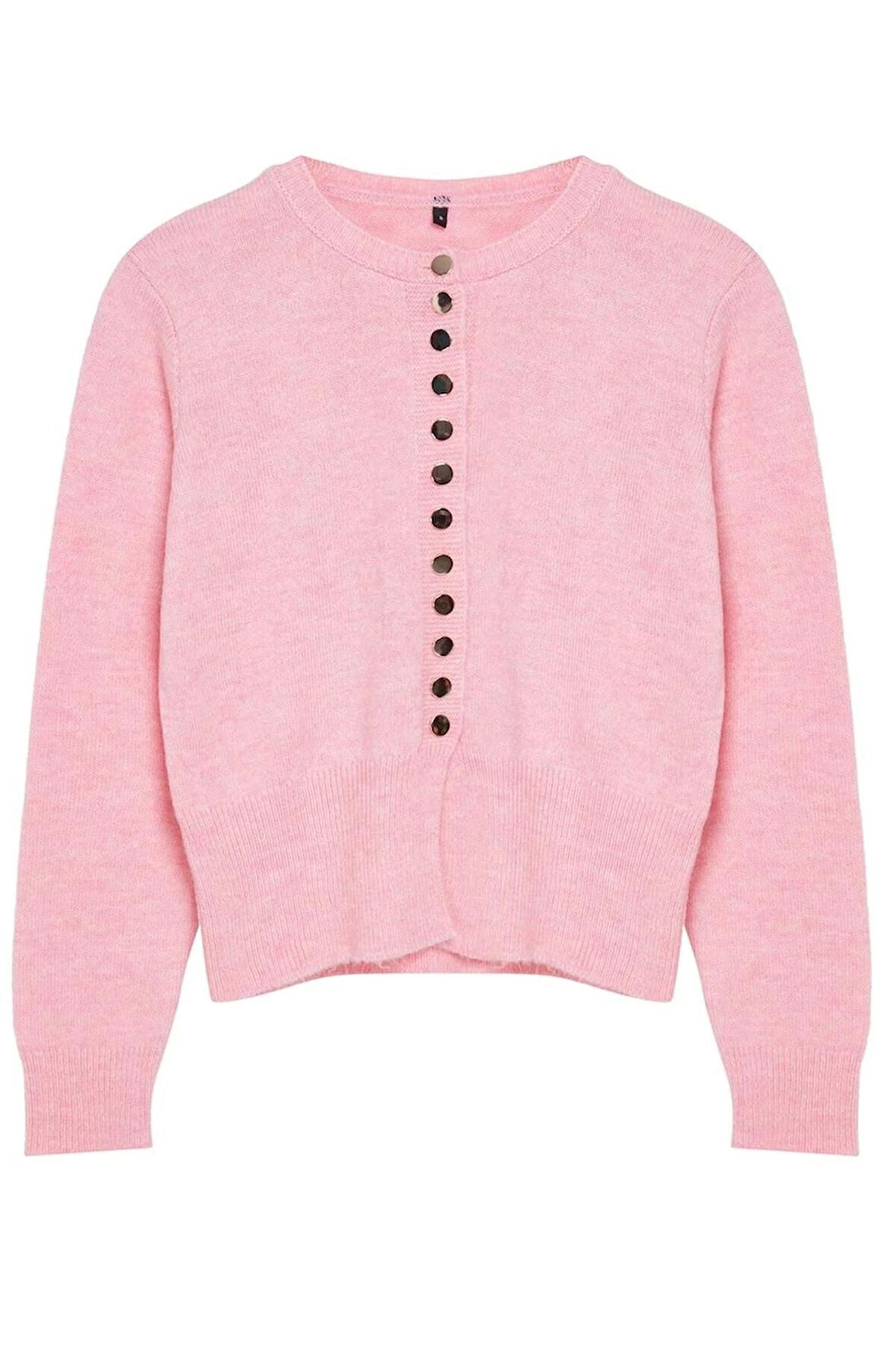 Kadın Moda Şık Regular Bisiklet Yaka Regular Basic Düğmeli Triko Hırka