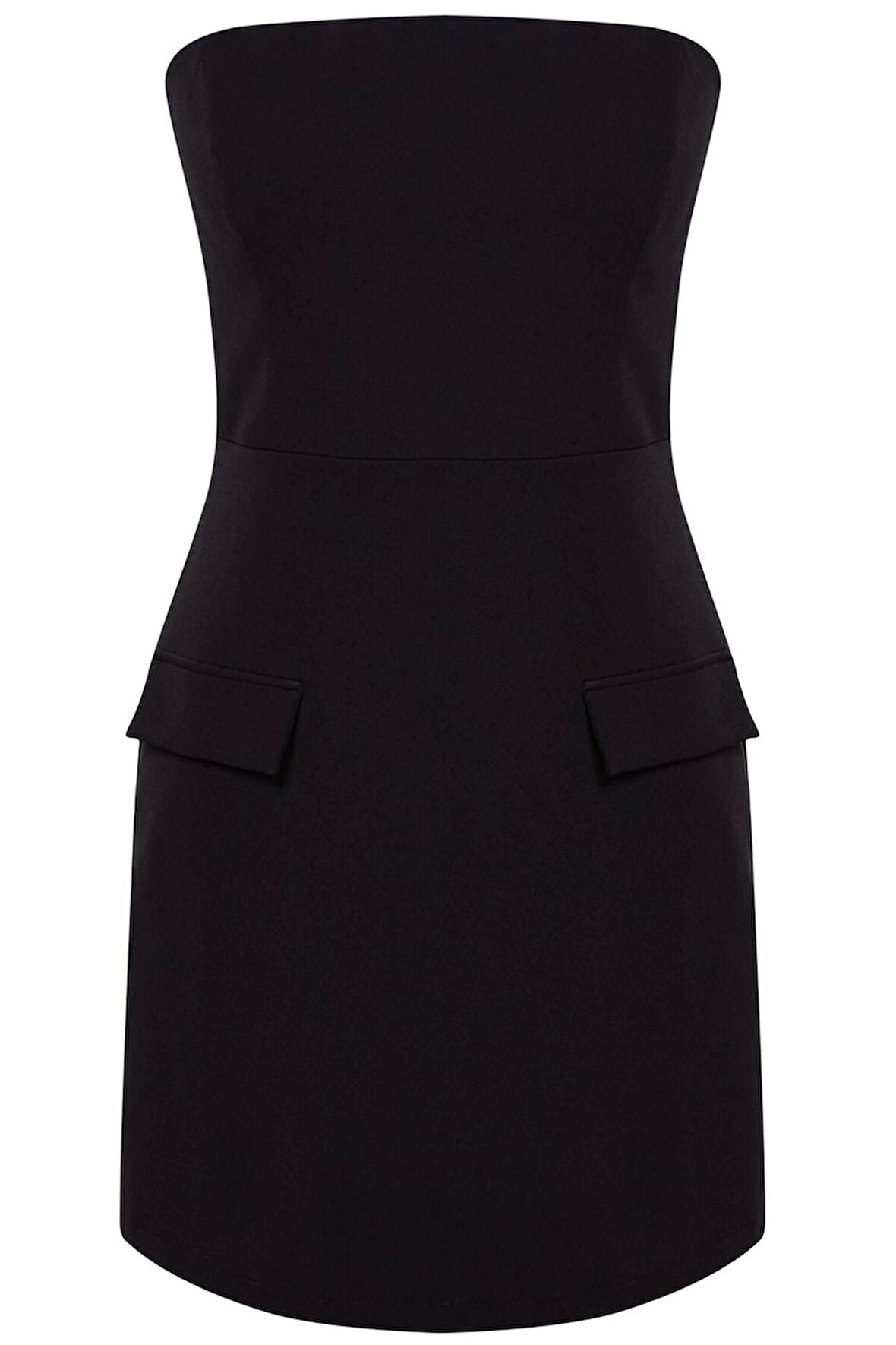 Kadın Moda Şık Mini Boy Straplez Regular A Kesim Dokuma Elbise