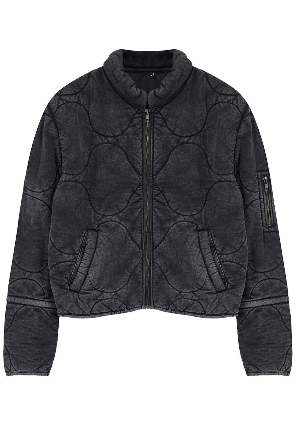 Kadın Moda Şık Bol Hakim Yaka Standart Düz Astarlı Yıkamalı Pamuklu Kapitone Şişme Mont