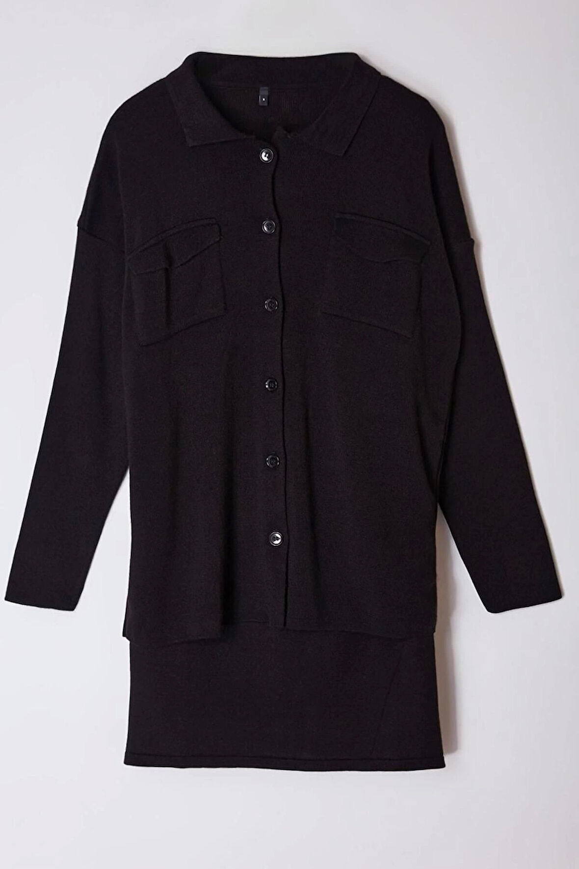 Kadın Moda Şık Mini Boy Polo Yaka Regular Triko Basic Elbise