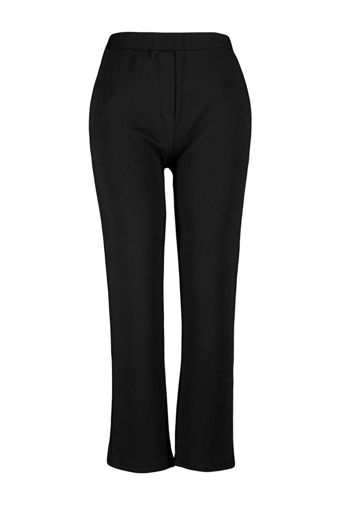 Kadın Yeni Moda Büyük Beden Boru Paça Regular Boy Örme Yüksek Bel Krep Örme Pantolon