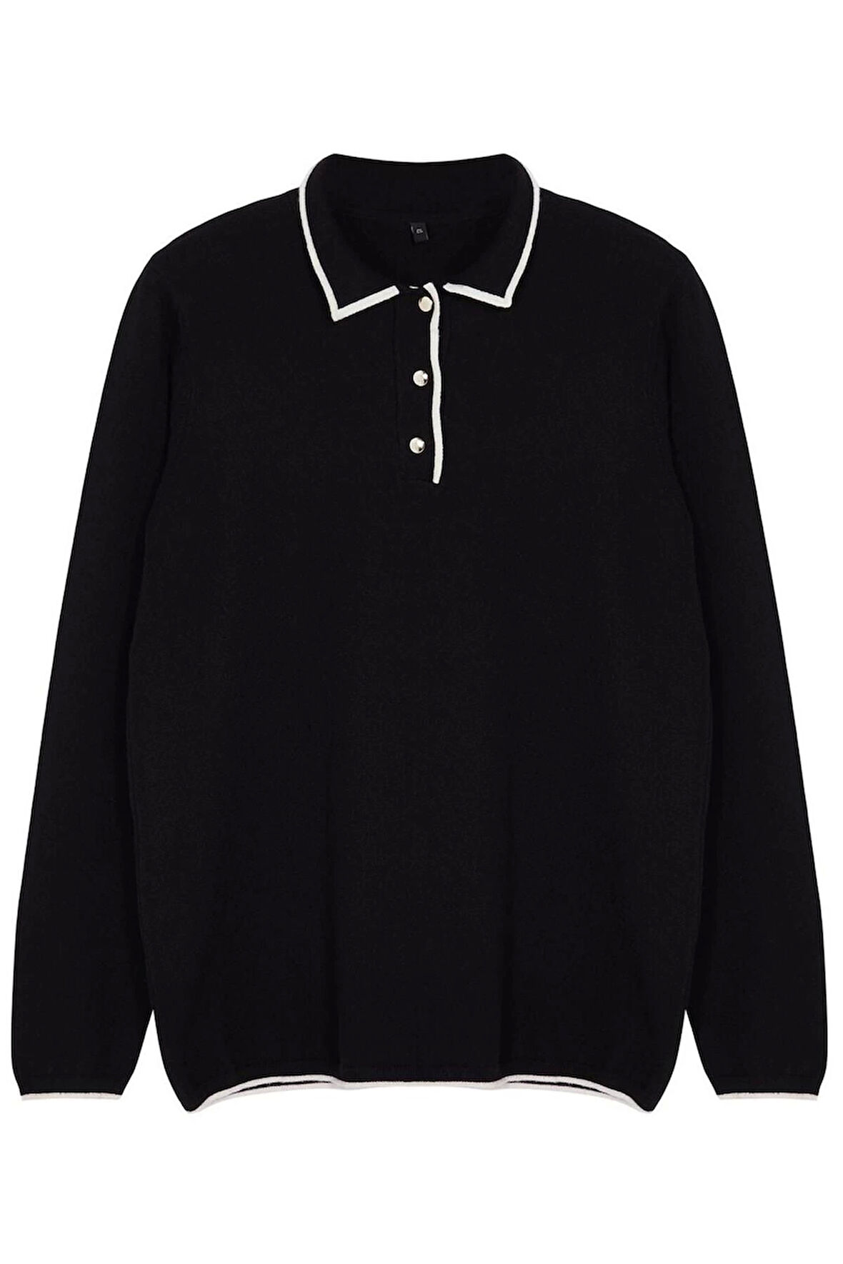 Kadın Büyük Beden Moda Regular Polo Yaka Uzun Kol Düz Polo Yaka Premium Yumuşak Kumaş Triko Kazak