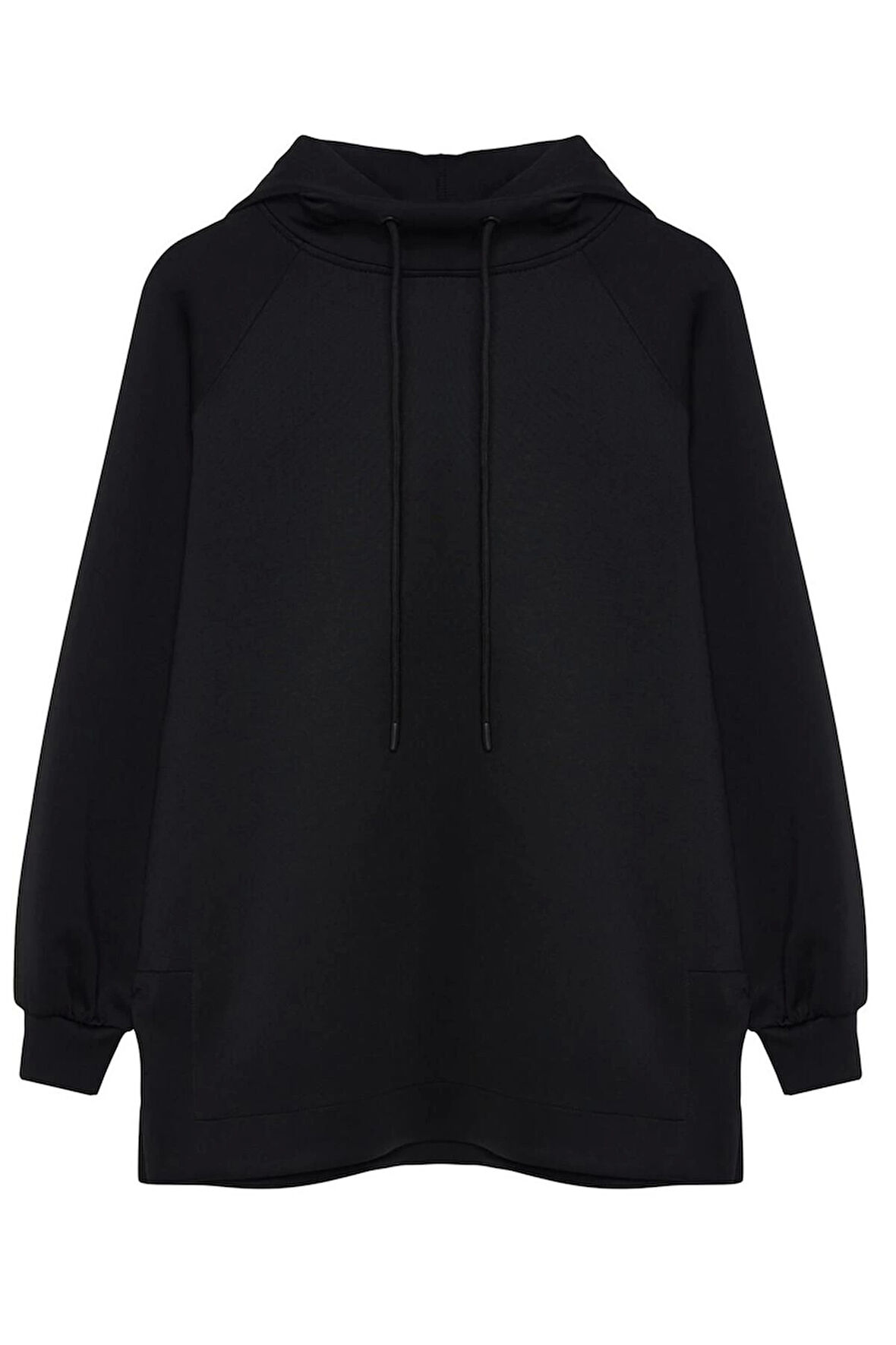 Kadın Tesettür Moda Şık Regular Kapüşonlu Standart Kol Regular Dalgıç Scuba Örme Sweatshirt