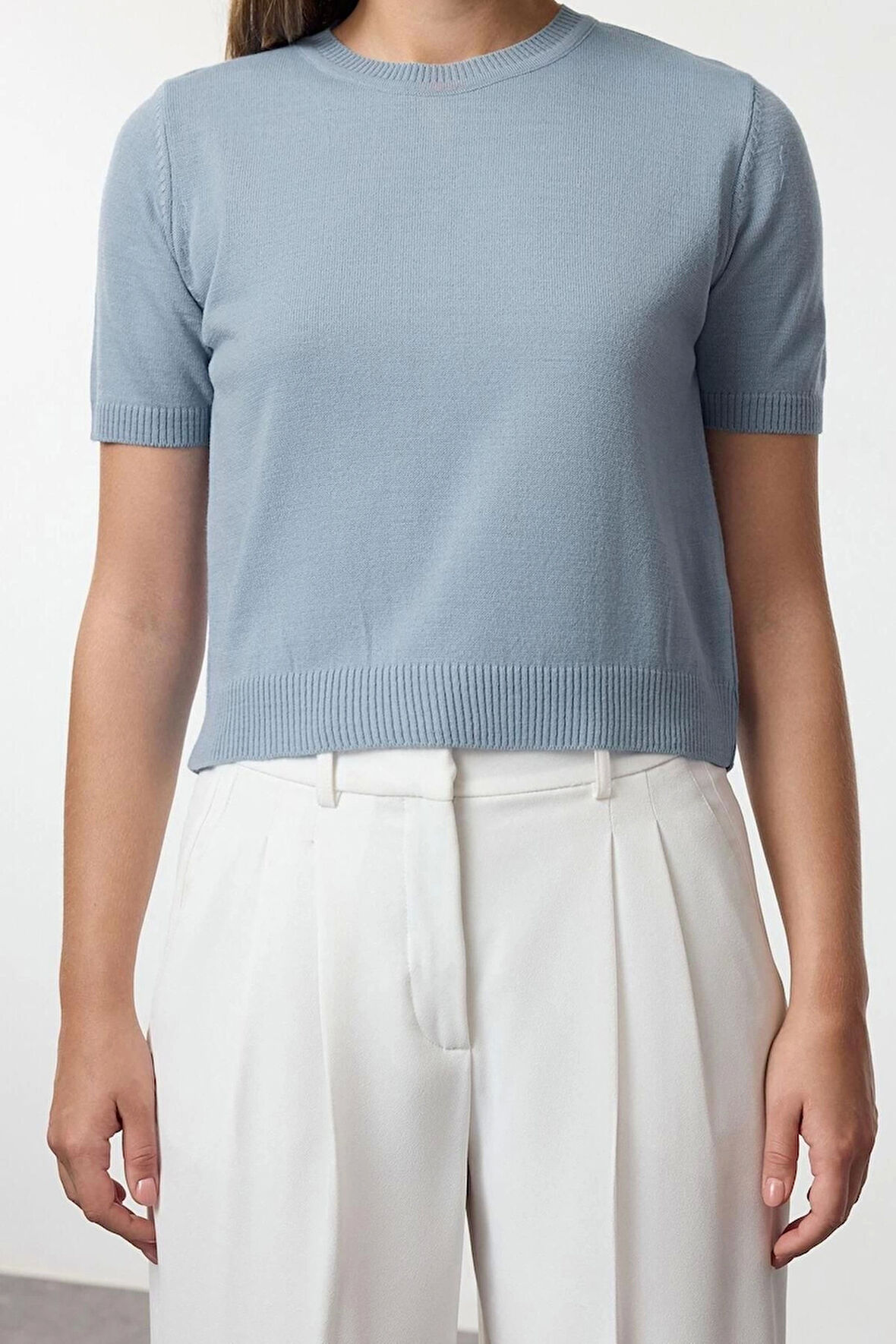 Kadın Moda Şık Regular Bisiklet Yaka Regular Basic Hırka-Bluz Triko Hırka