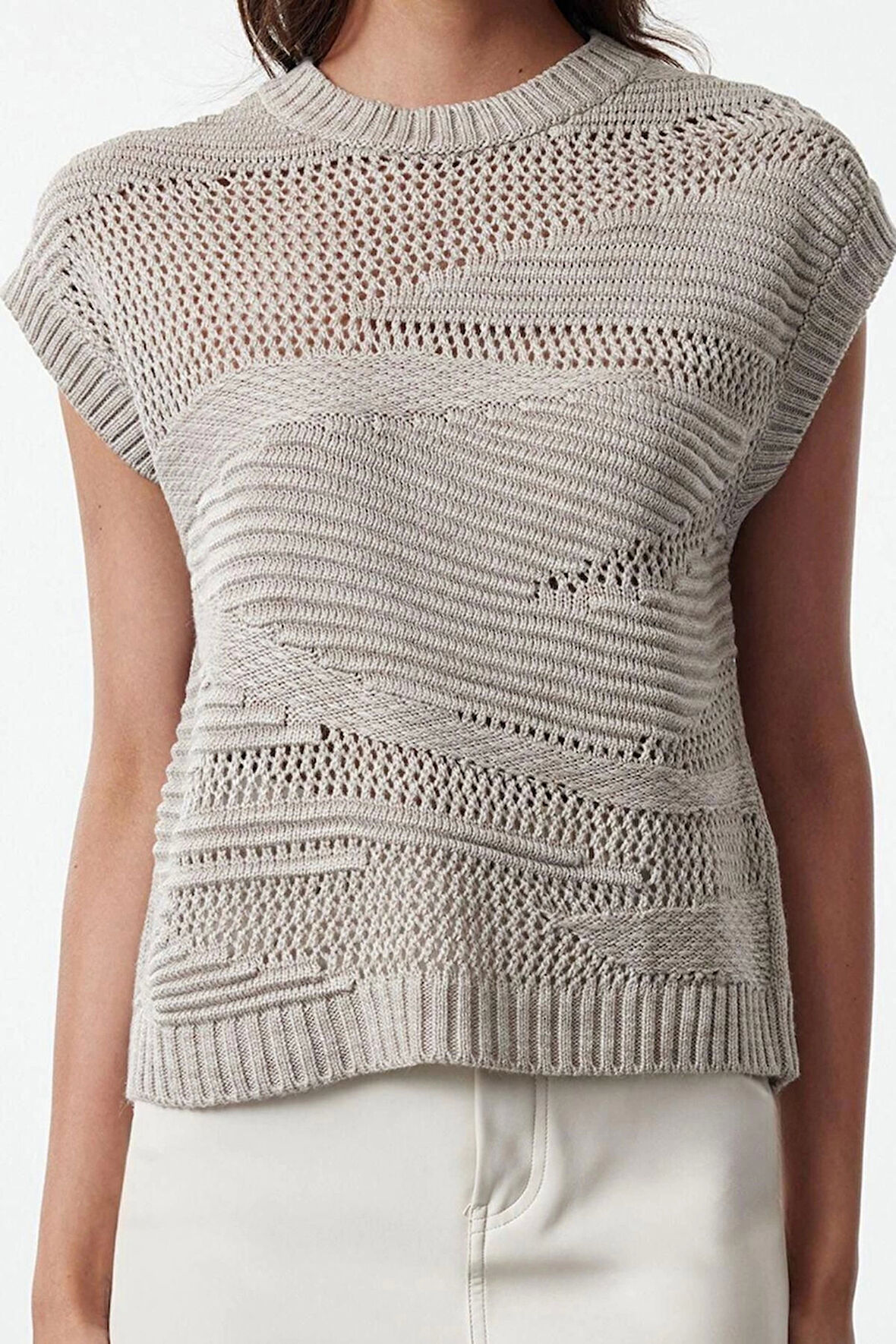 Kadın Moda Şık Bisiklet Yaka Standart Kol Regular Triko Süveter