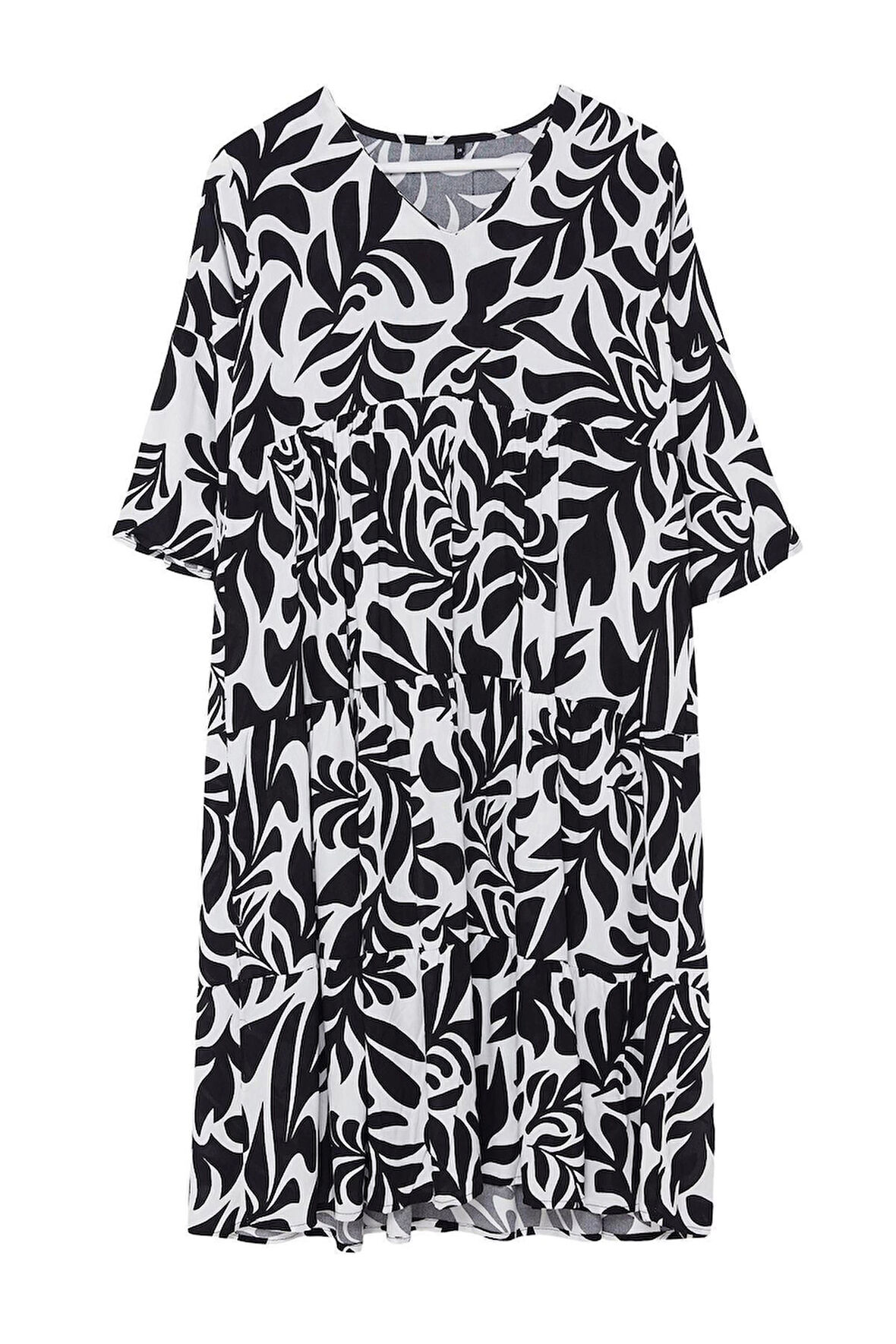 Yeni Regular Casual Günlük Shally Dokuma V Yaka Truvakar Kol Kol Shift Midi Boy Elbise