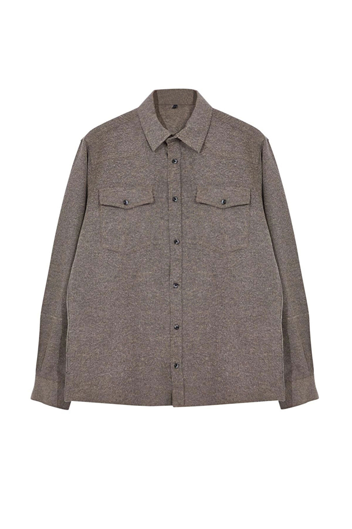 Moda Gömlek Yaka Düz Uzun Kol Regular Fit Cepli Flanel Kışlık Oduncu Ceket Gömlek