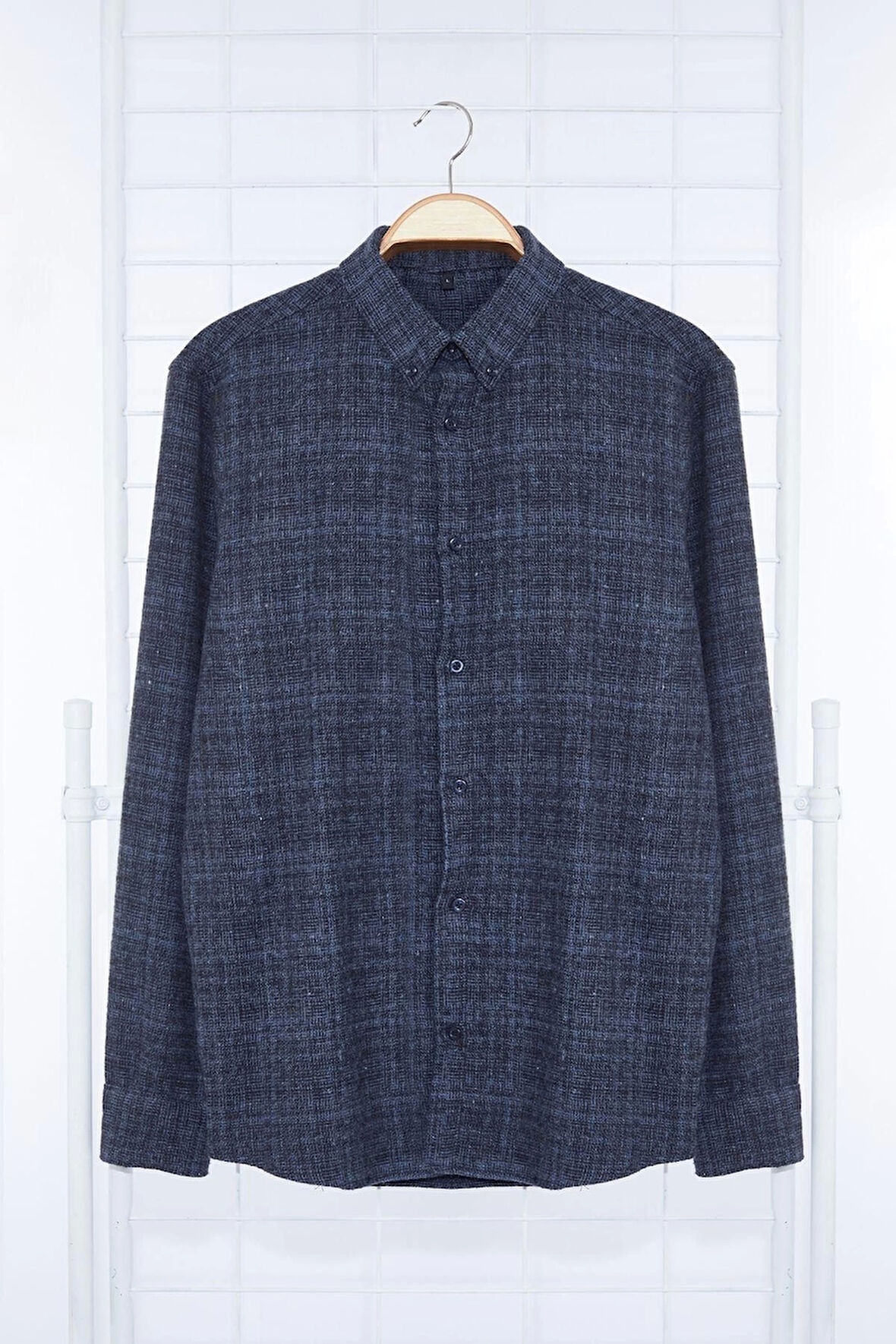 Moda Gömlek Yaka Ekose Uzun Kol Regular Fit Dokulu Kışlık Flanel Gömlek