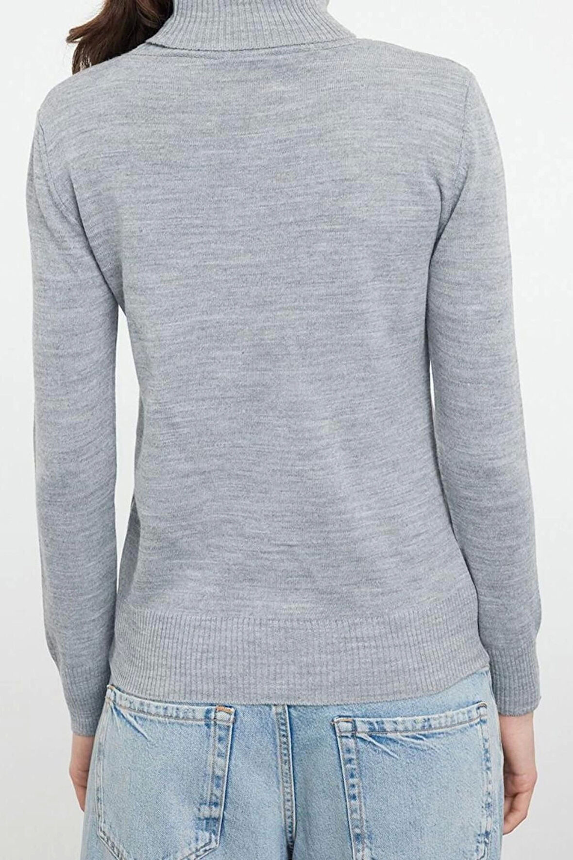 Kadın Moda Şık Balıkçı Yaka Standart Kol Regular Basic Üçlü Takım Triko Kazak