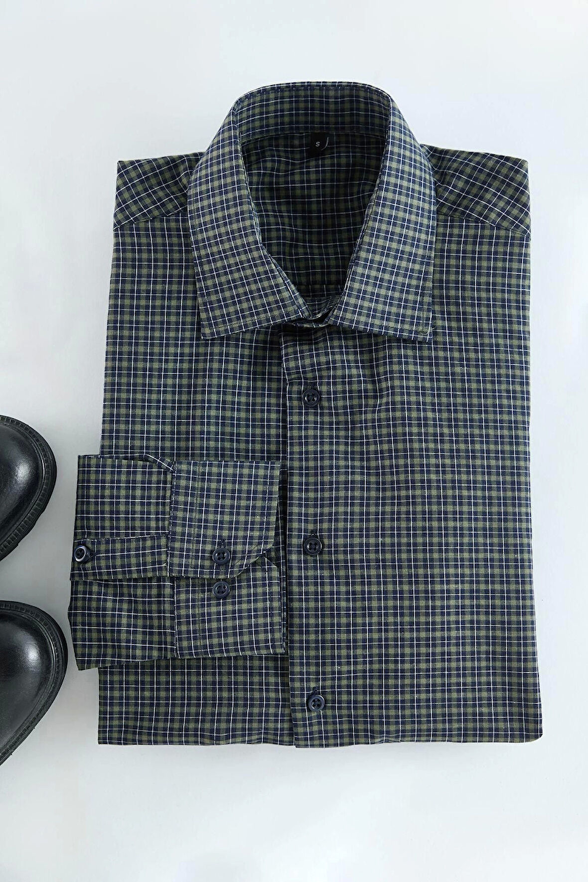 Moda Gömlek Yaka Ekose Uzun Kol Regular Fit Kolay Ütülenebilir Erkek Ekose Smart Gömlek