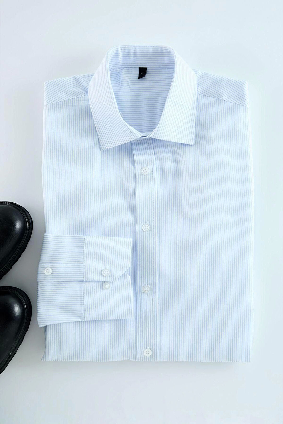 Moda Gömlek Yaka Çizgili Uzun Kol Slim Fit Kolay Ütülenebilir Erkek Çizgili Smart Gömlek