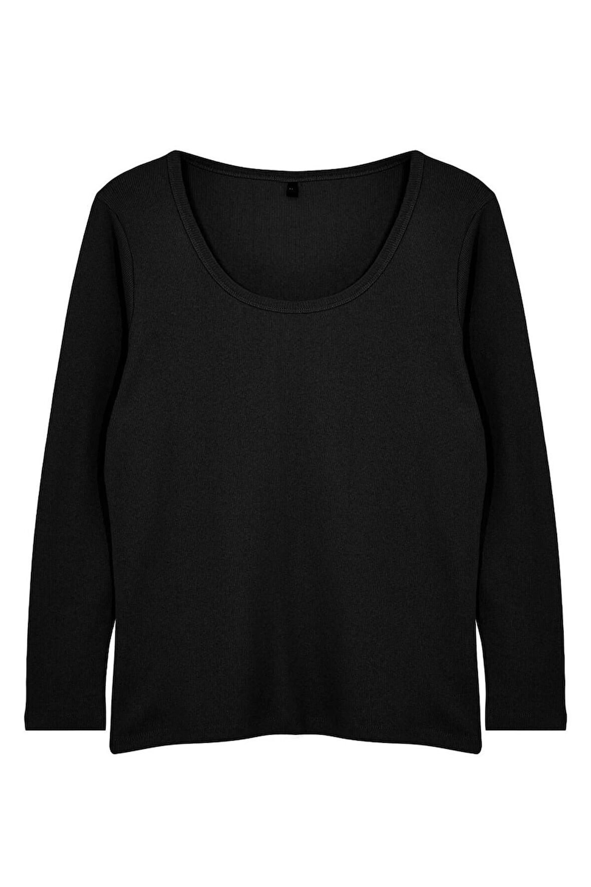 Kadın Moda Şık Büyük Beden Regular Kare Yaka Fitted Kalıp Örme Kaşkorse Bluz