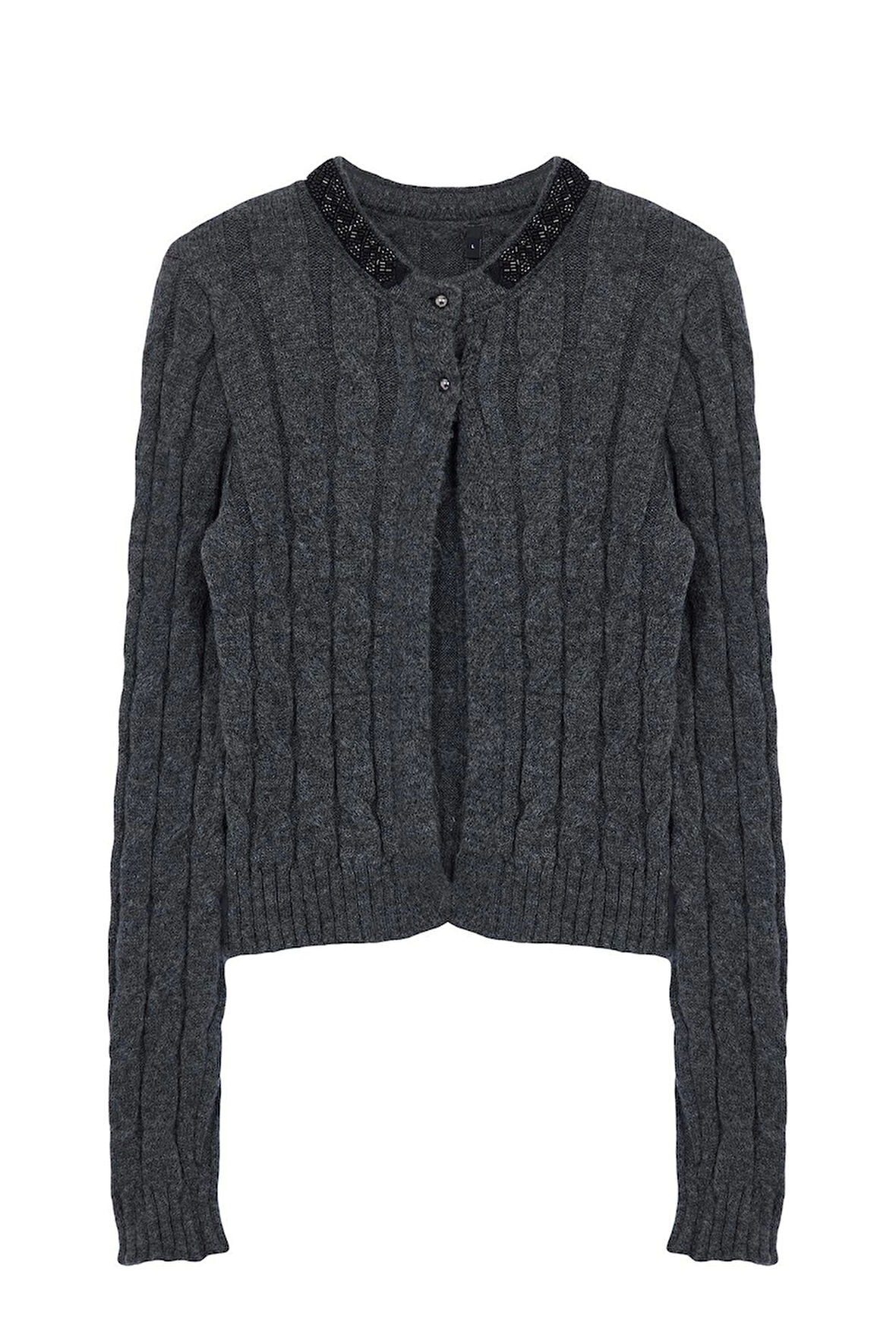 Kadın Moda Şık Bisiklet Yaka Standart Kol Regular Yumuşak Dokulu Saç Örgülü Triko Kazak