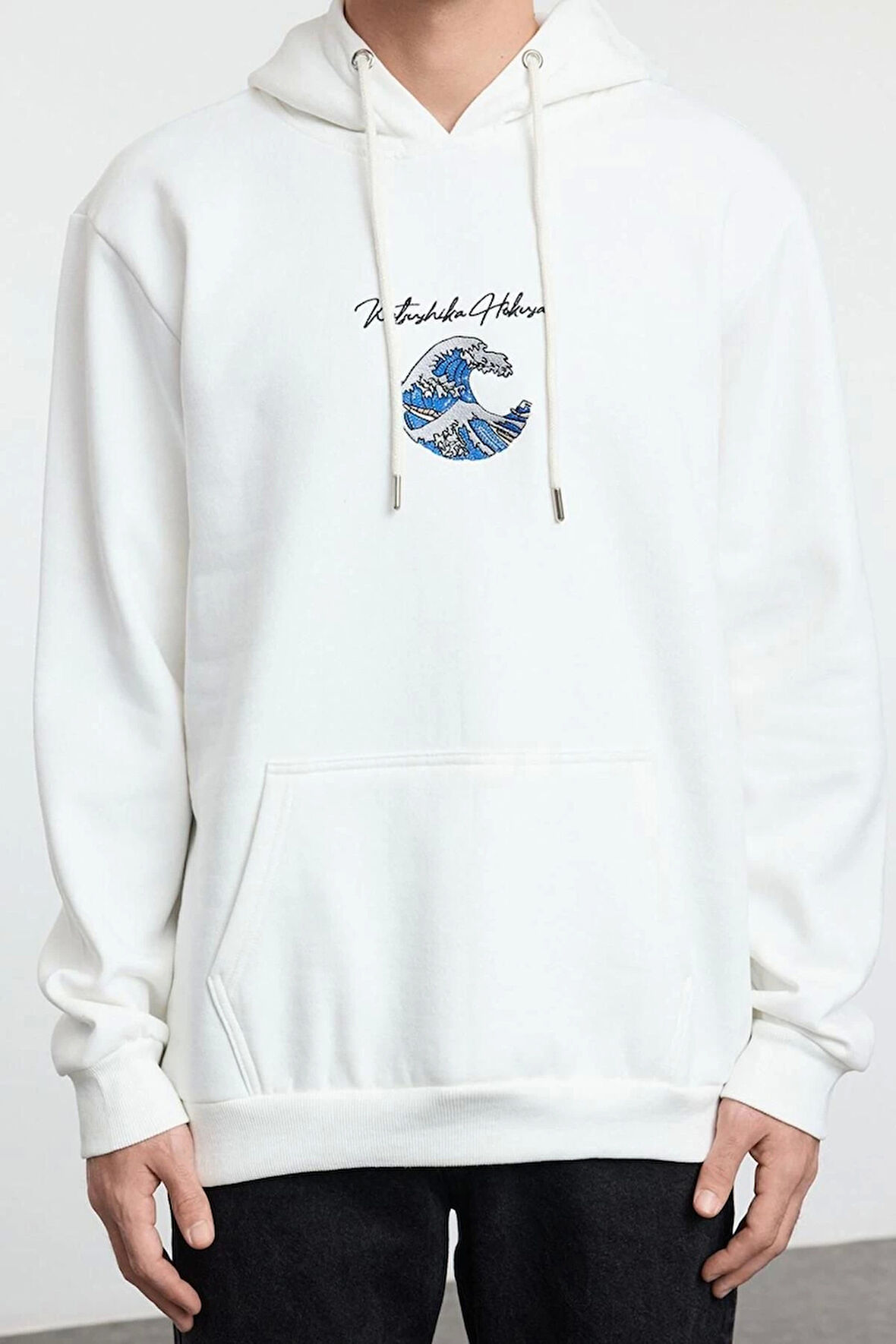 Kadın Moda Şık Bol Kapüşonlu Standart Kol Regular Hokusai Lisans Unıex Normal Kesim Sweatshirt