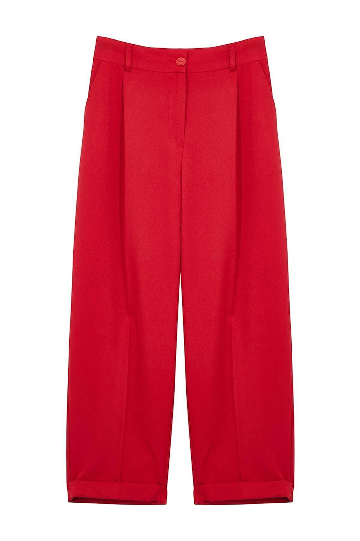 Kadın Yeni Moda Dar Paça Regular Boy Dokuma Balon Kalıp Pantolon