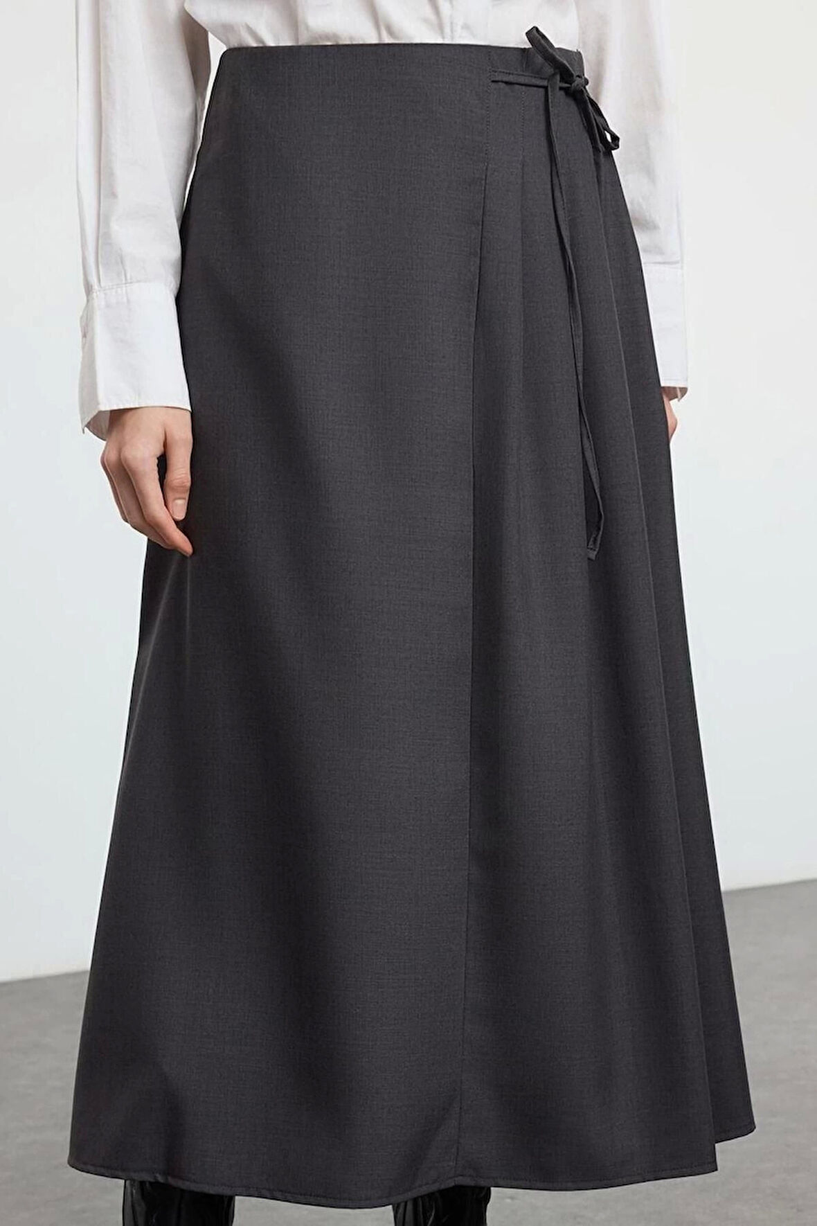 Kadın Moda Stil Maxi Astarsız Dokuma Tesettür Pili Detaylı Dokuma Etek