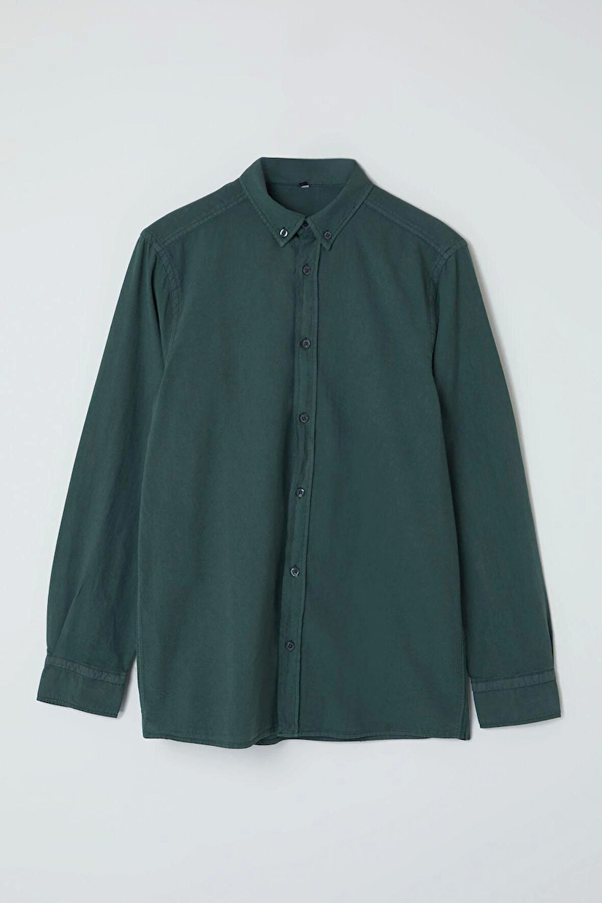 Moda Gömlek Yaka Düz Uzun Kol Unisex Regular Fit %100 Pamuk Keten Görünümlü Gömlek