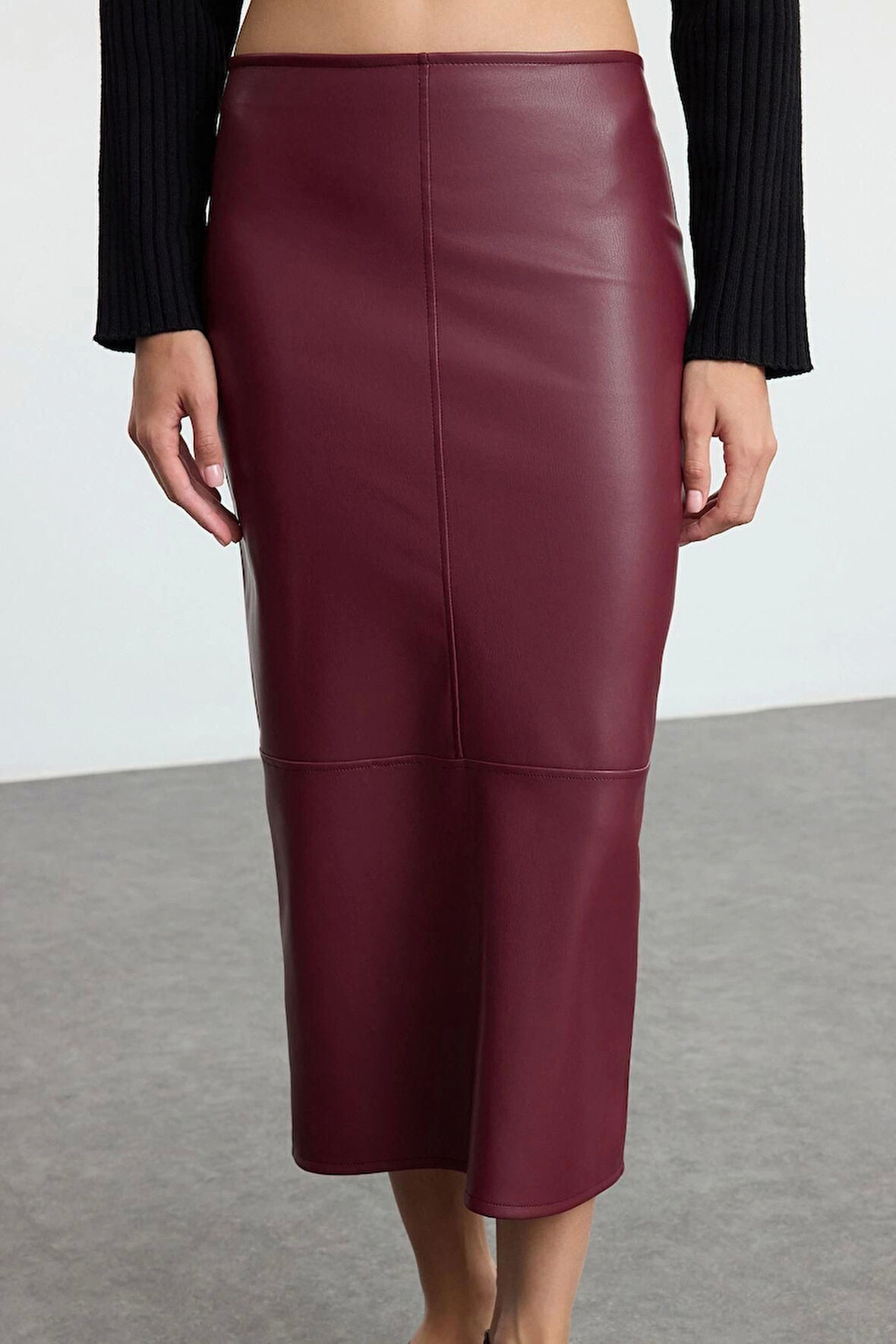 Kadın Moda Stil Maxi Astarsız Örme Yüksek Bel Kalem Vücuda Oturan Yırtmaçlı Etek