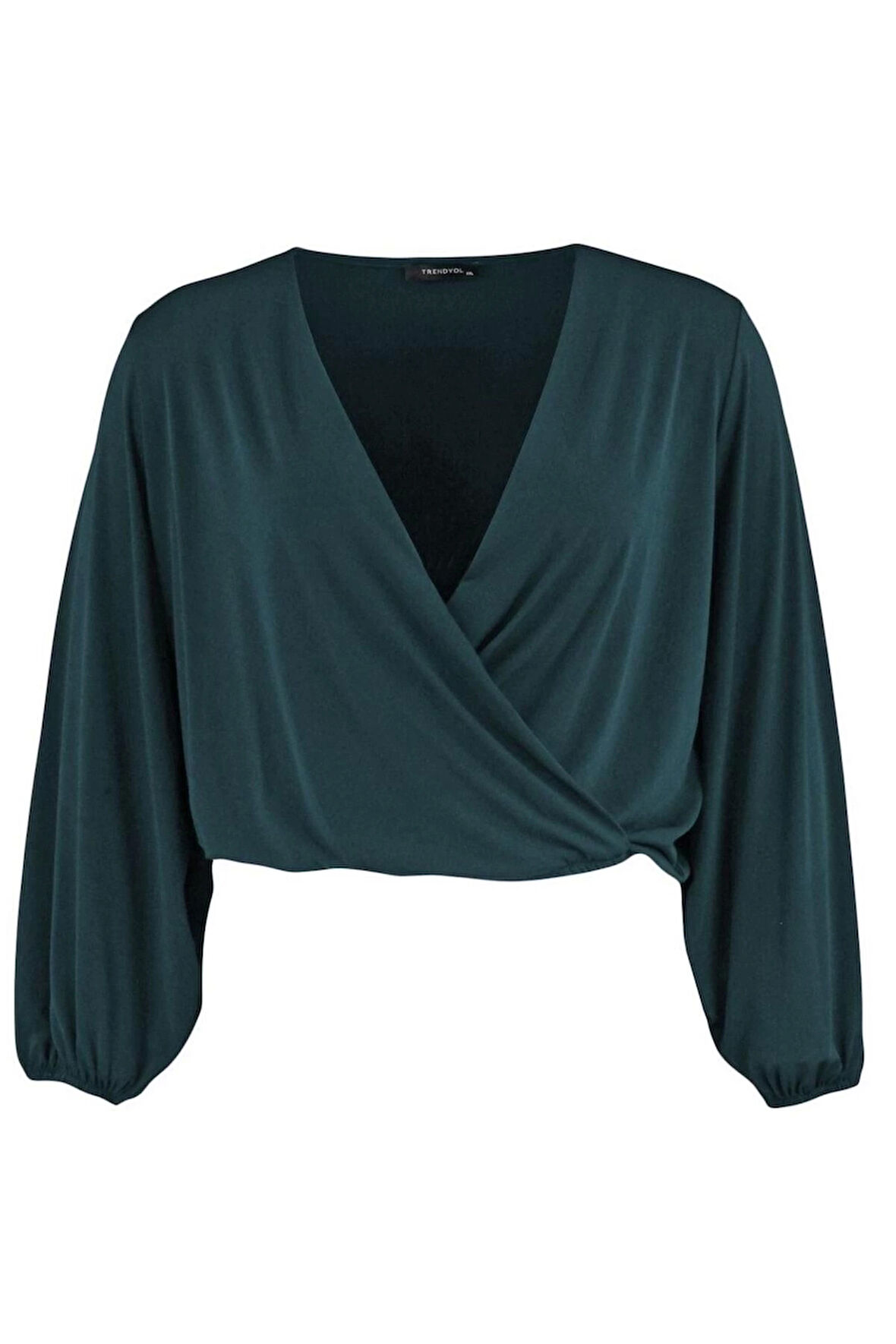 Kadın Moda Şık Büyük Beden Regular Kruvaze Yaka Regular Kalıp Örme Sandy Bluz